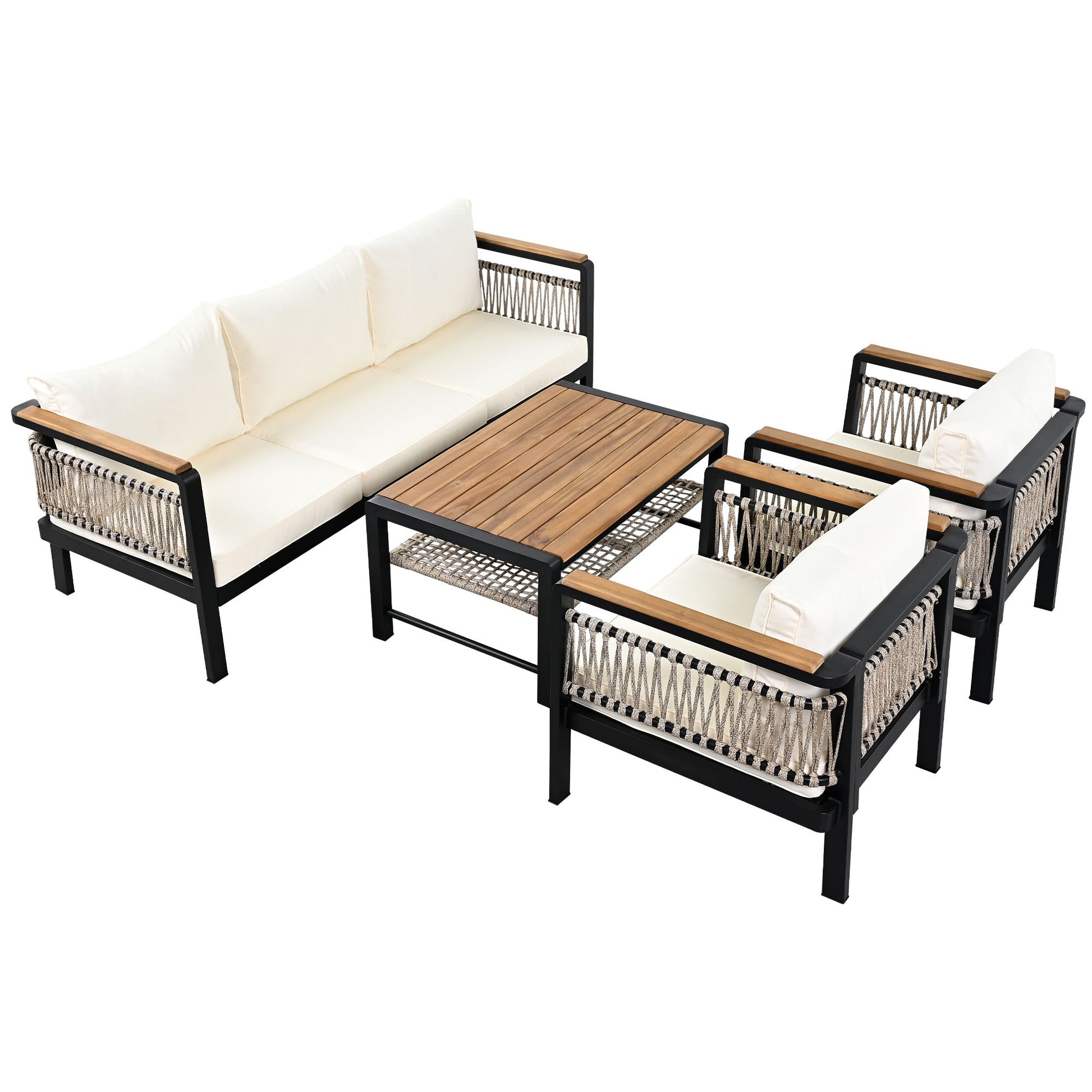 4 Pieces Outdoor Sectional Sofa Set 5 Person Patio Seating Group Outdoor Conversation Set With Cushions And A Coffee Table For Patios - Best Buy Furniture