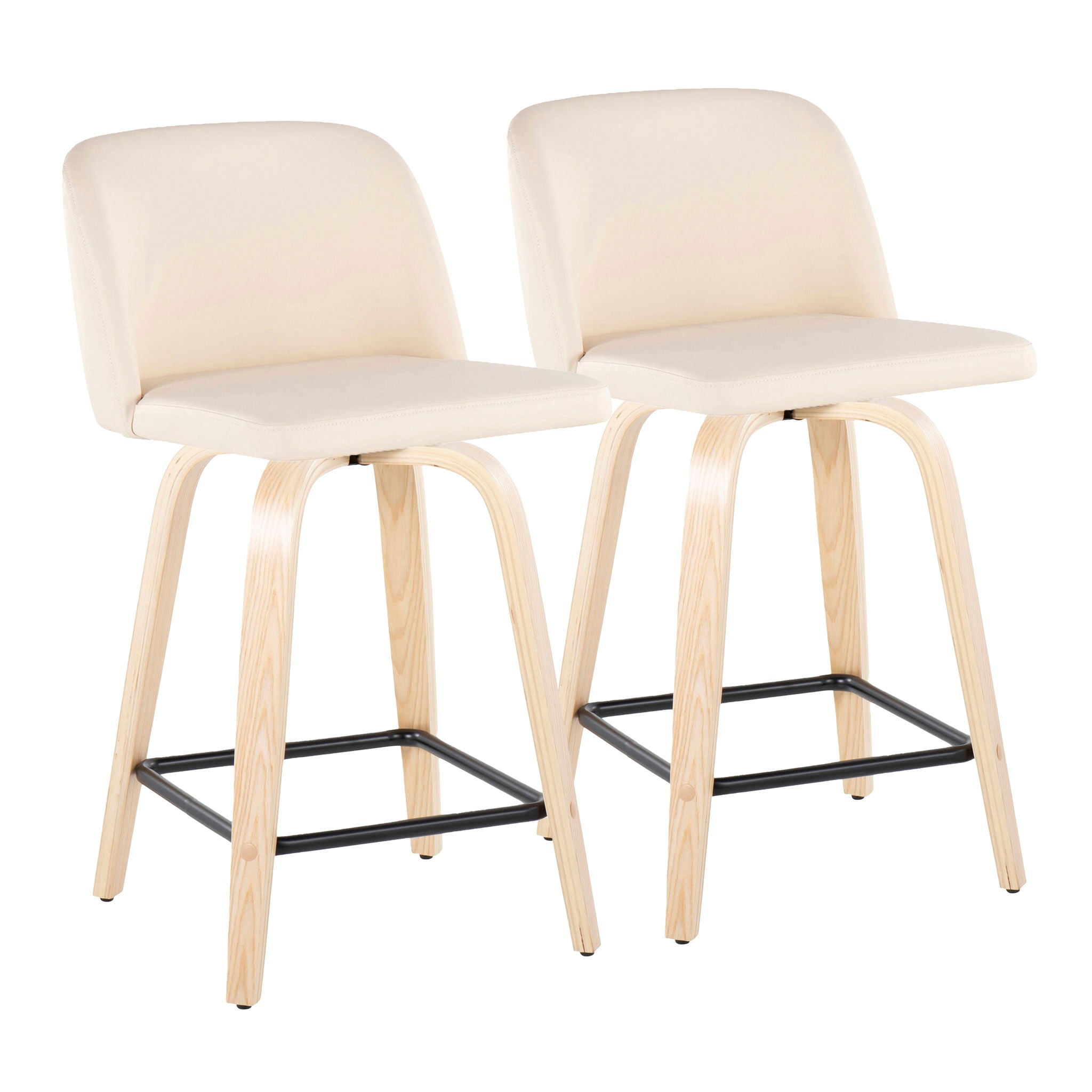 Toriano - Contemporary Modern Design Fixed Height Counter Stool With Swivel With Square Footrest (Set of 2) - Best Buy Furniture