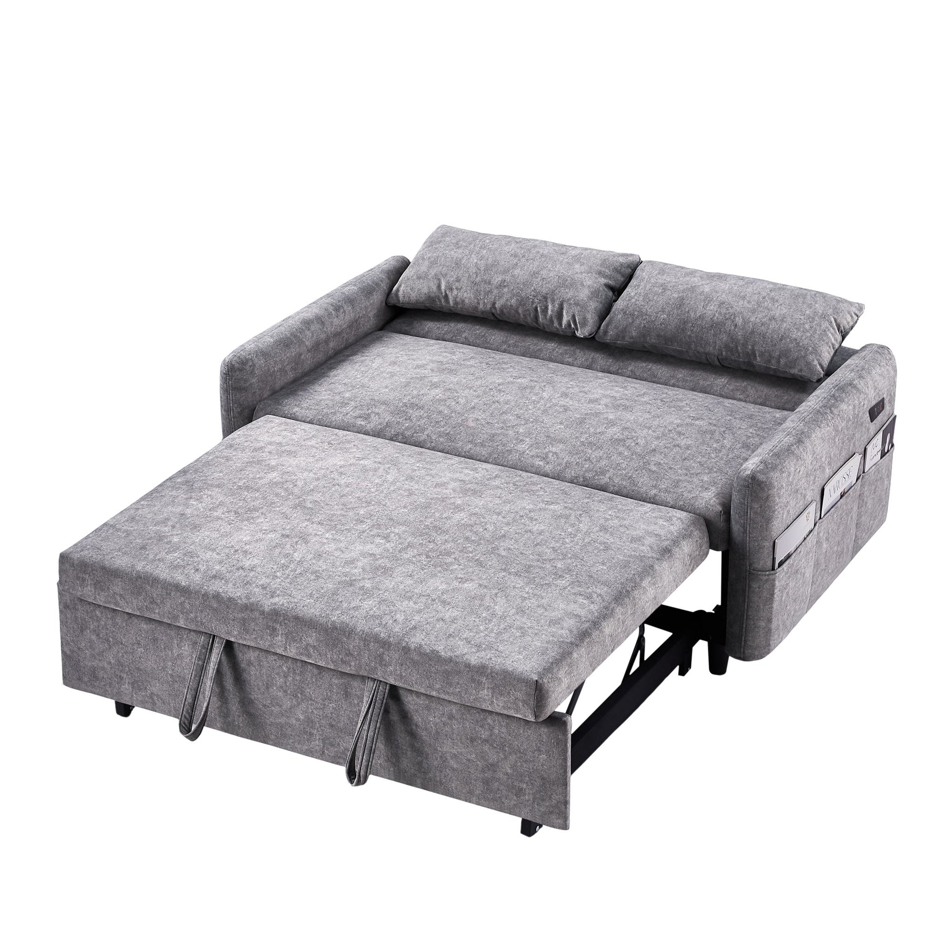 Pull Out Sleep Sofa Bed Loveseats Sofa Couch With Adjsutable Backrest, Storage Pockets, 2 Soft Pillows, USB Ports For Living Room, Bedroom, Apartment, Office - Best Buy Furniture