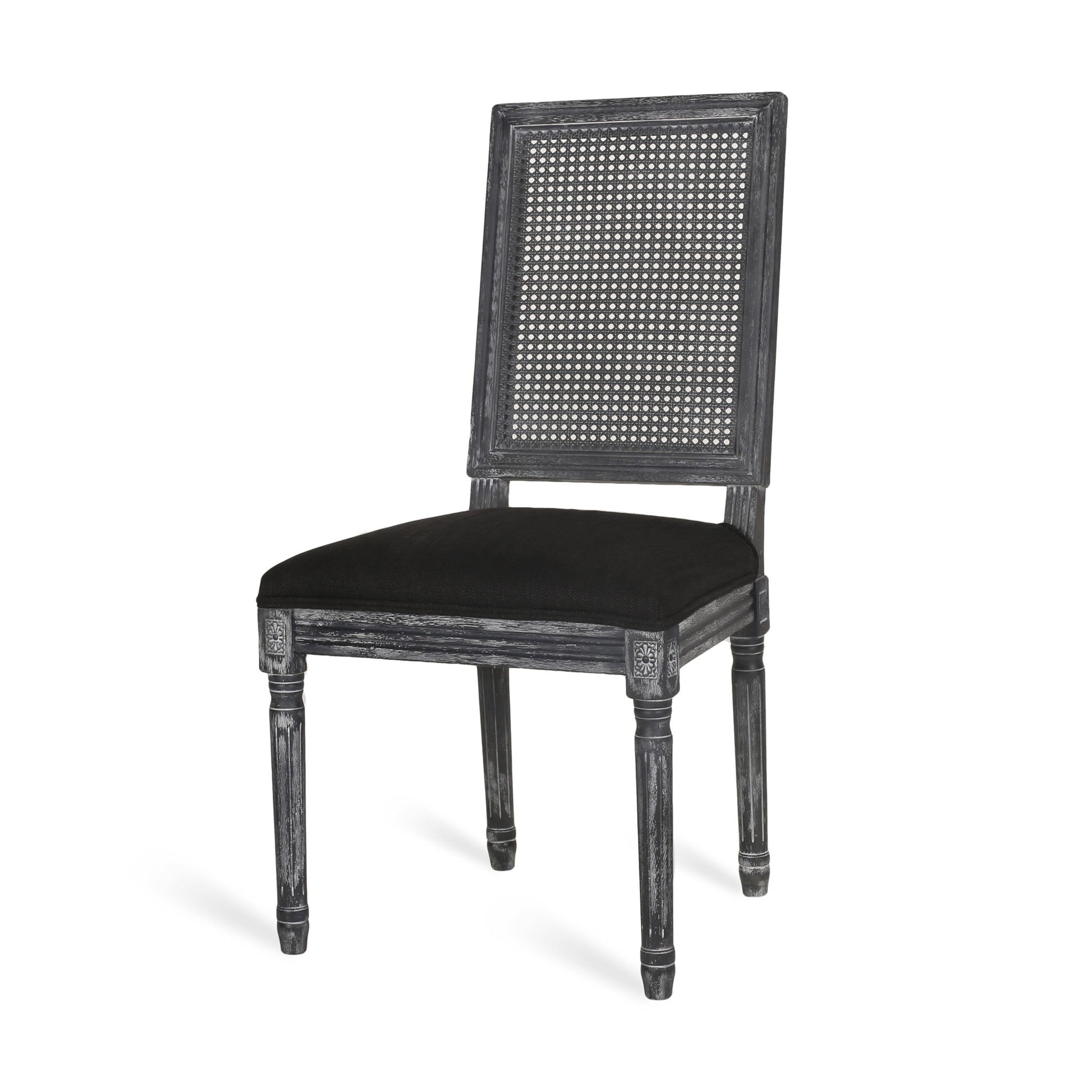 French Country Dining Chair With Rectangular Cane Backrest And Smooth Upholstered Seating - Best Buy Furniture