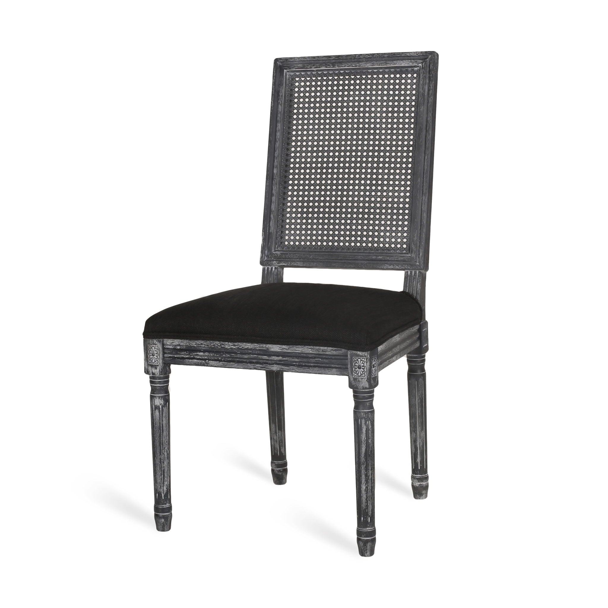 French Country Dining Chair With Rectangular Cane Backrest And Smooth Upholstered Seating - Best Buy Furniture