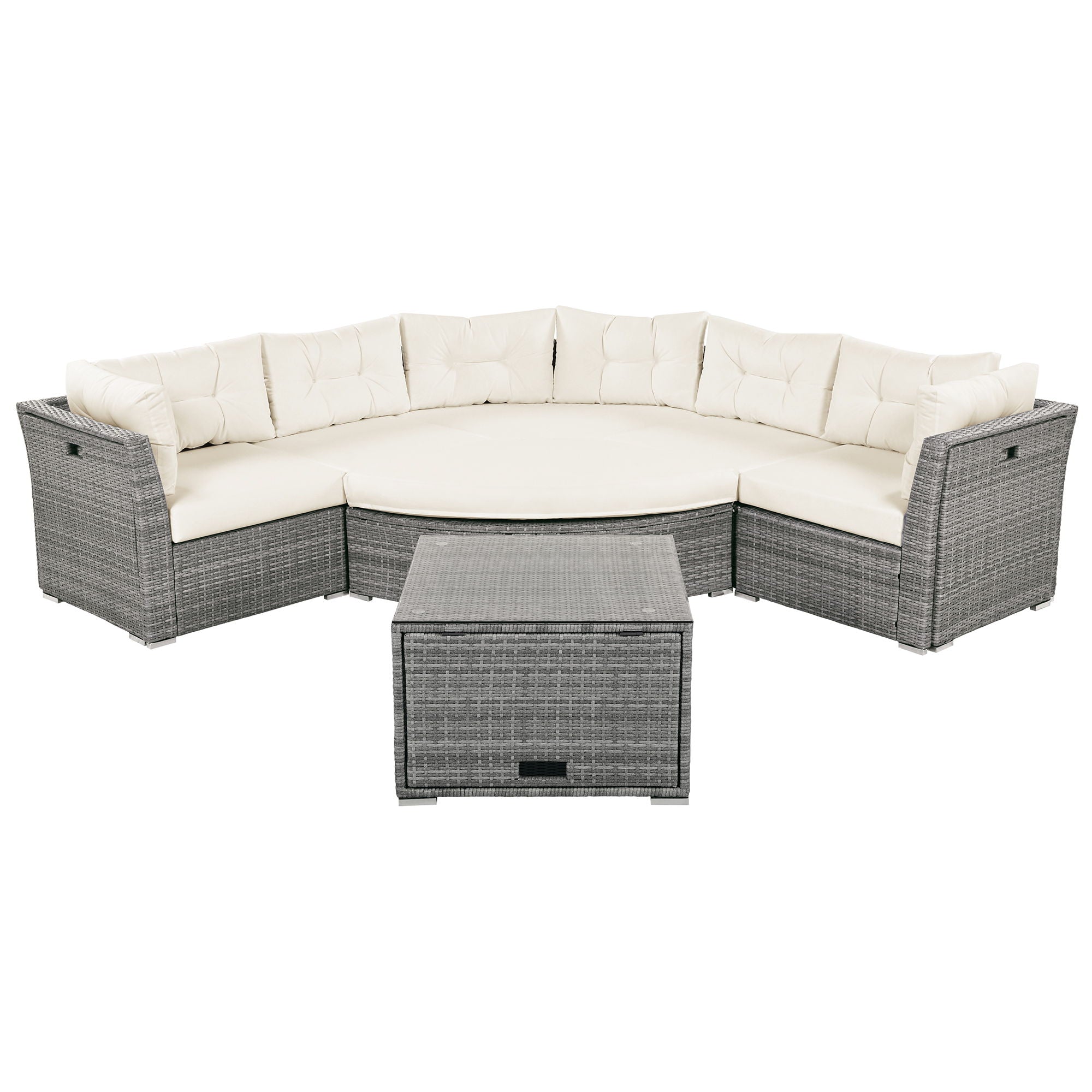 Patio Furniture Set Outdoor Daybed Rattan Sectional With Cushions And Center Table - Best Buy Furniture