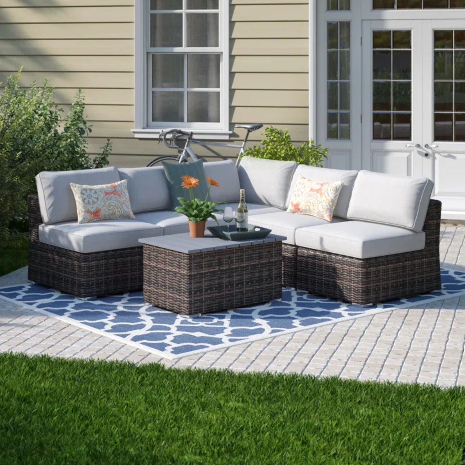 Wicker Sectional Sofa With Cushions And Table - Best Buy Furniture