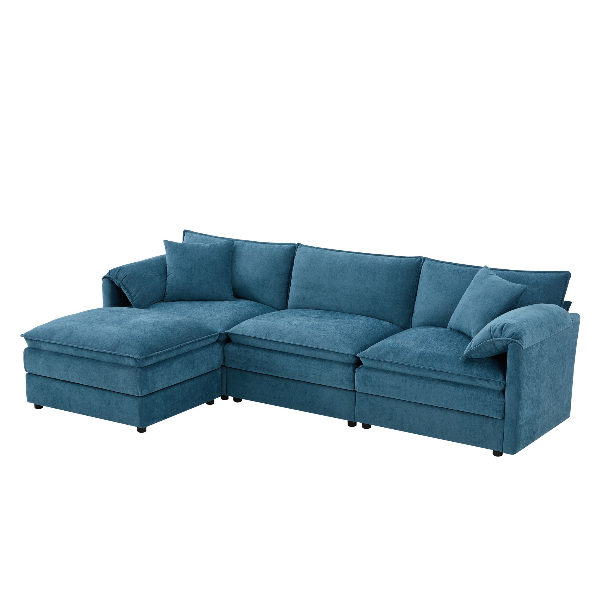 Modular Sectional With Deep And Wide Seat, Cloud Couch Set With Double Cushions Sofa With Movable Ottoman - Best Buy Furniture