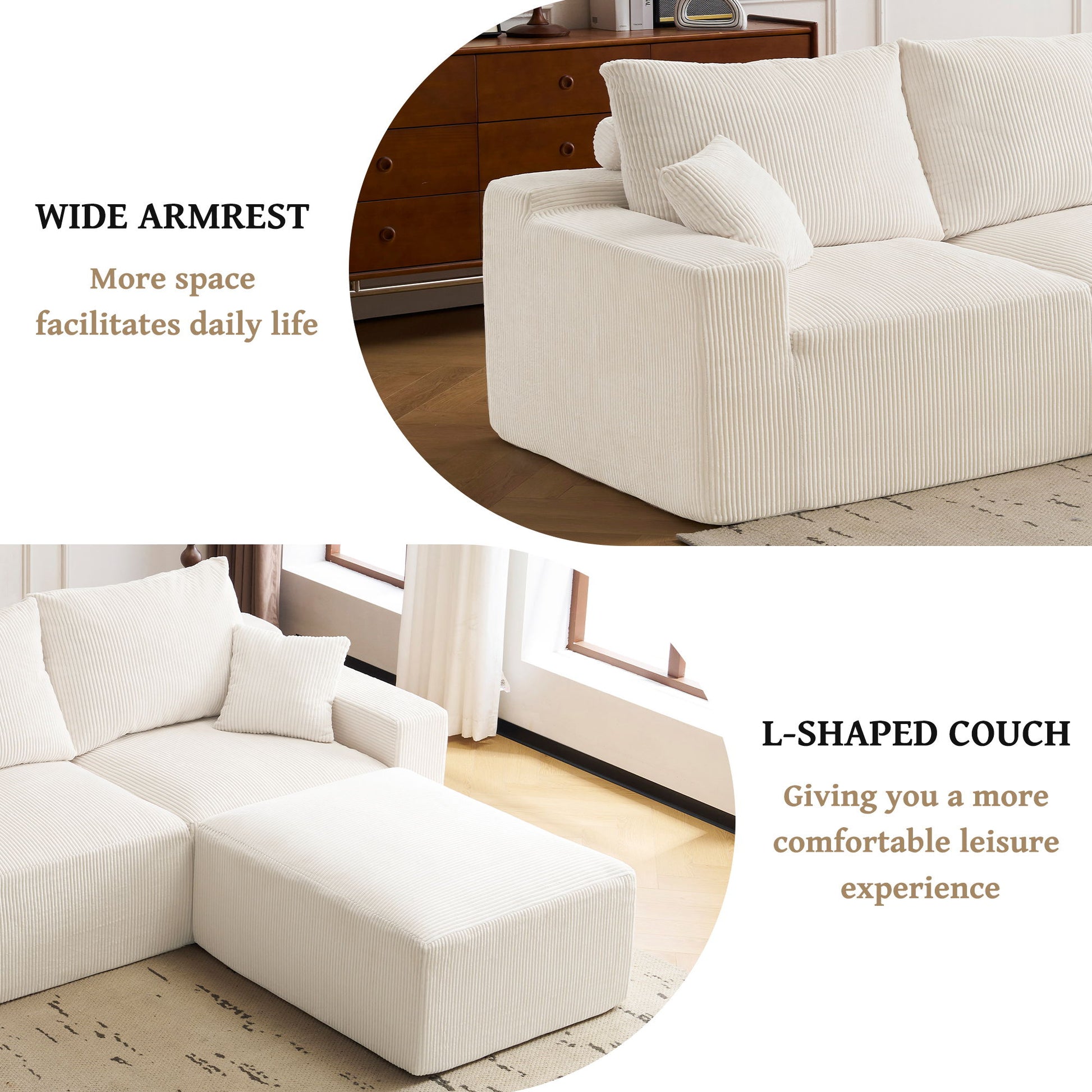 L Shaped Sectional Sofa, Full Compression 3 Seater Cloud Couch With Chaise - Best Buy Furniture