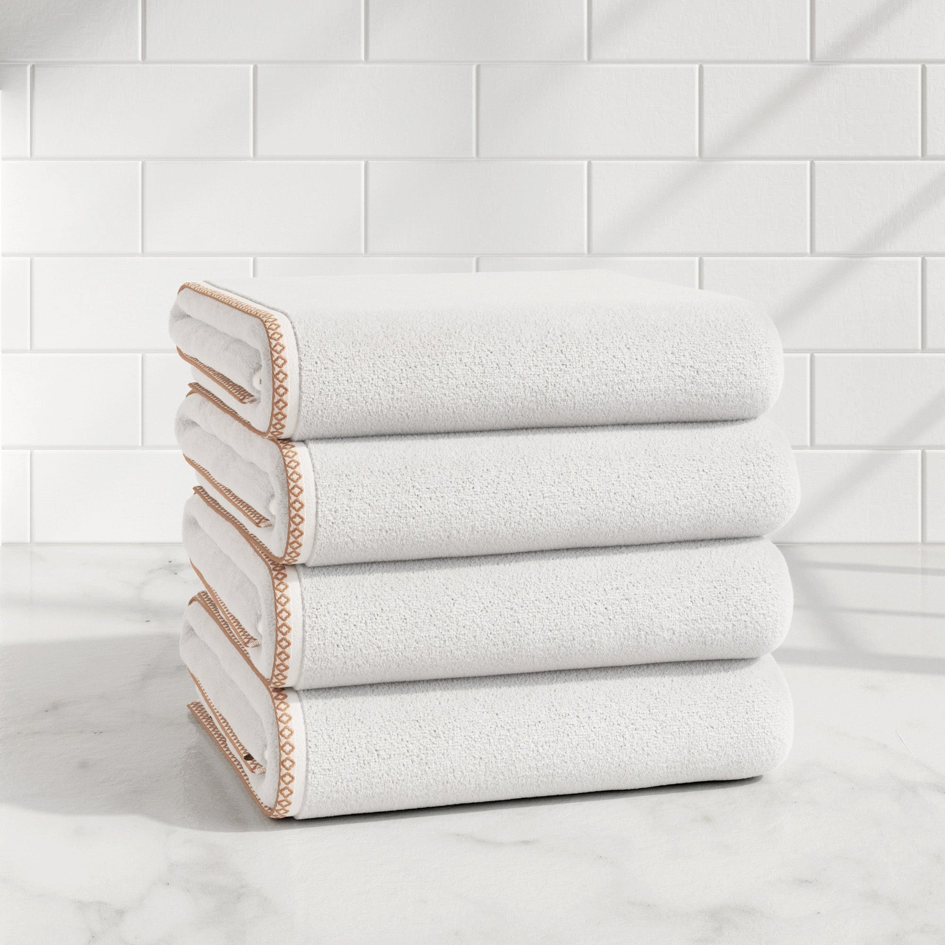 Cotton Border-Stitched 6-Piece Towel Set - Valery Collection - Best Buy Furniture