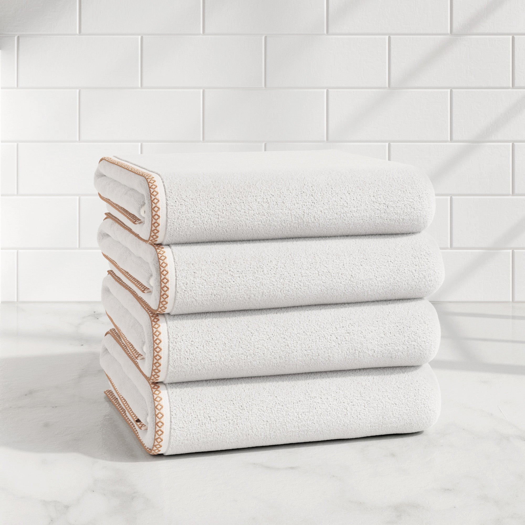 Cotton Border-Stitched 6-Piece Towel Set - Valery Collection - Best Buy Furniture