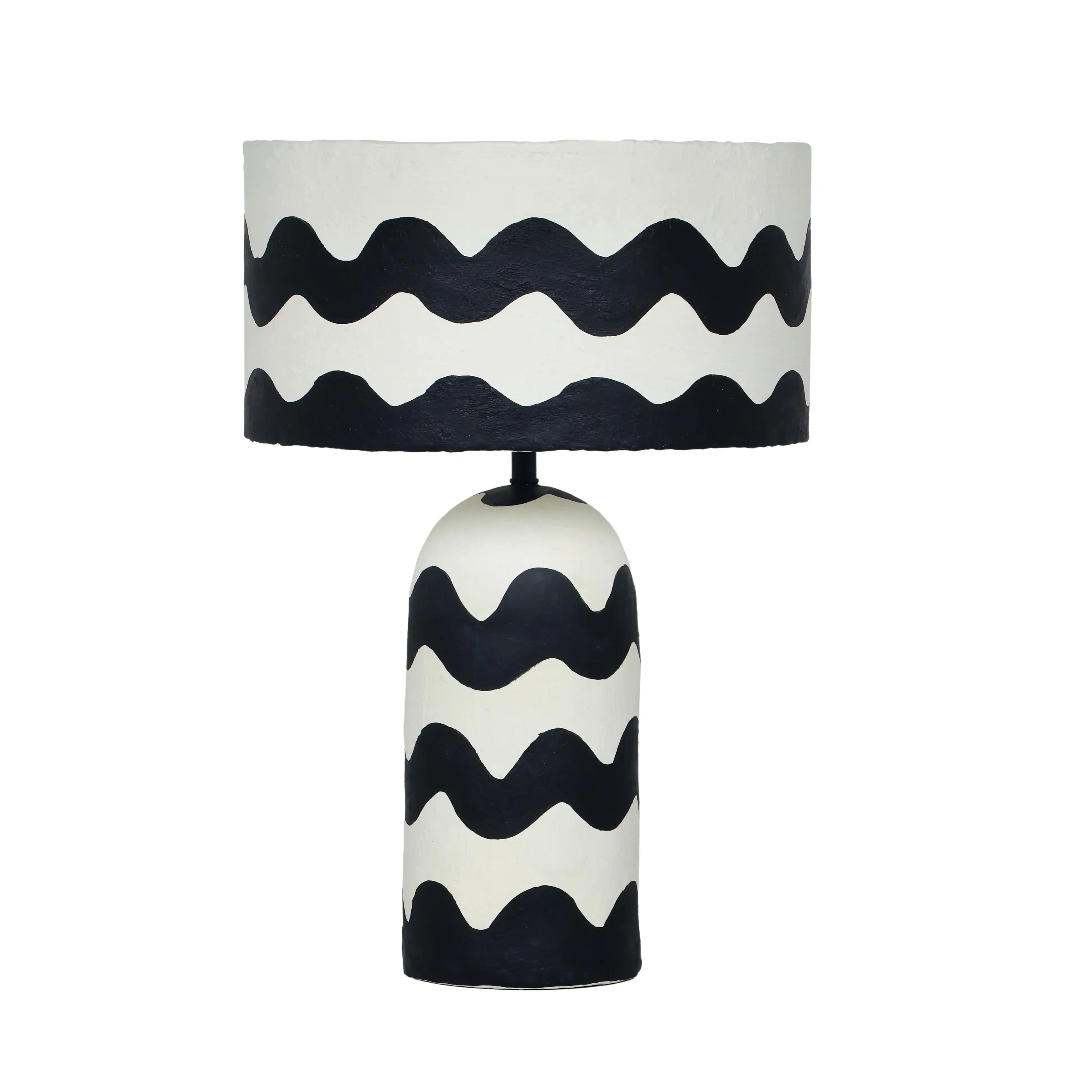 Tropea - Black Waves Papier Mache Table Lamp - Black Waves - Best Buy Furniture