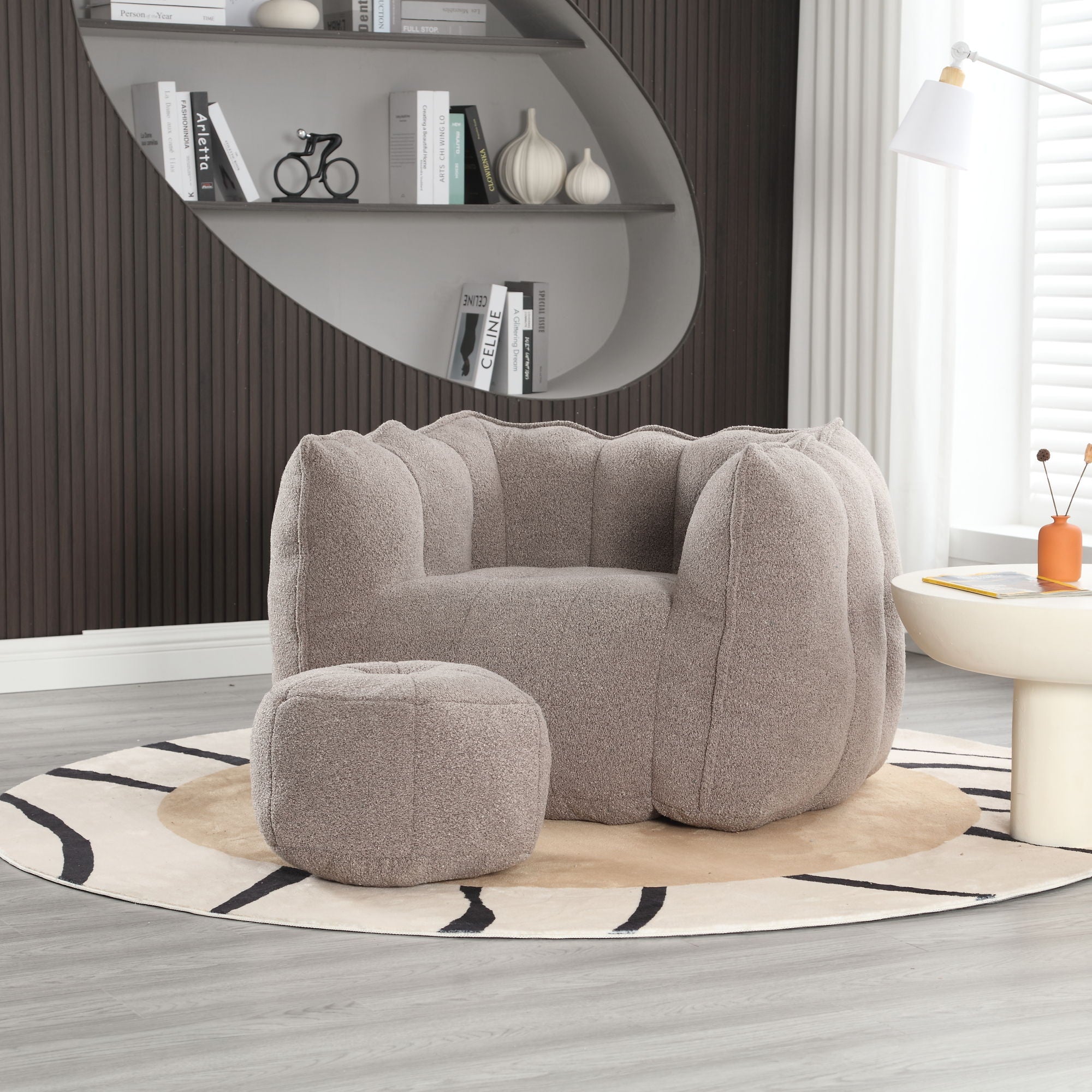Soft Chenille Bean Bag Chair With High Resilient Foam