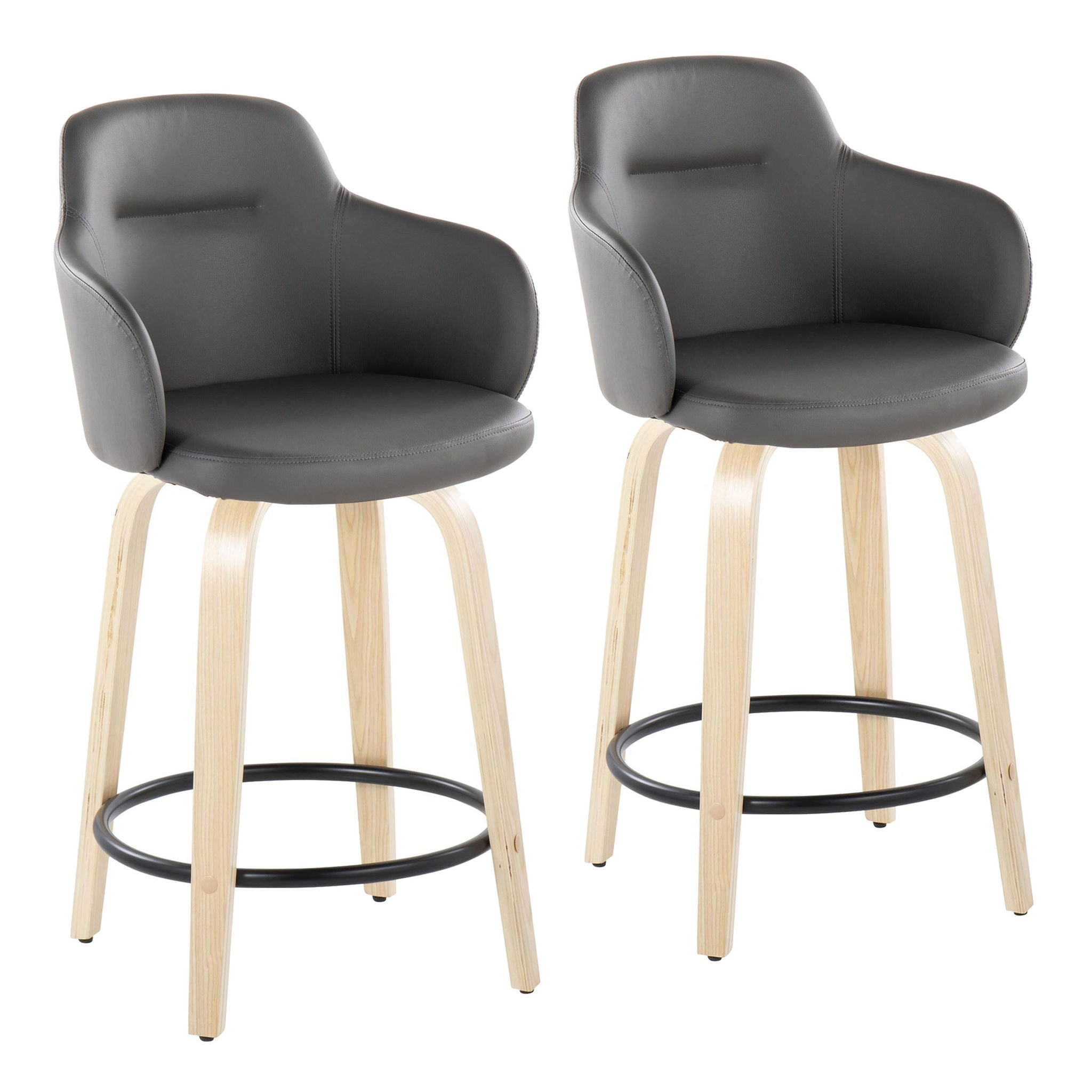Boyne - Contemporary Fixed Height Counter Stool With Swivel (Set of 2) Round Footrest - Best Buy Furniture