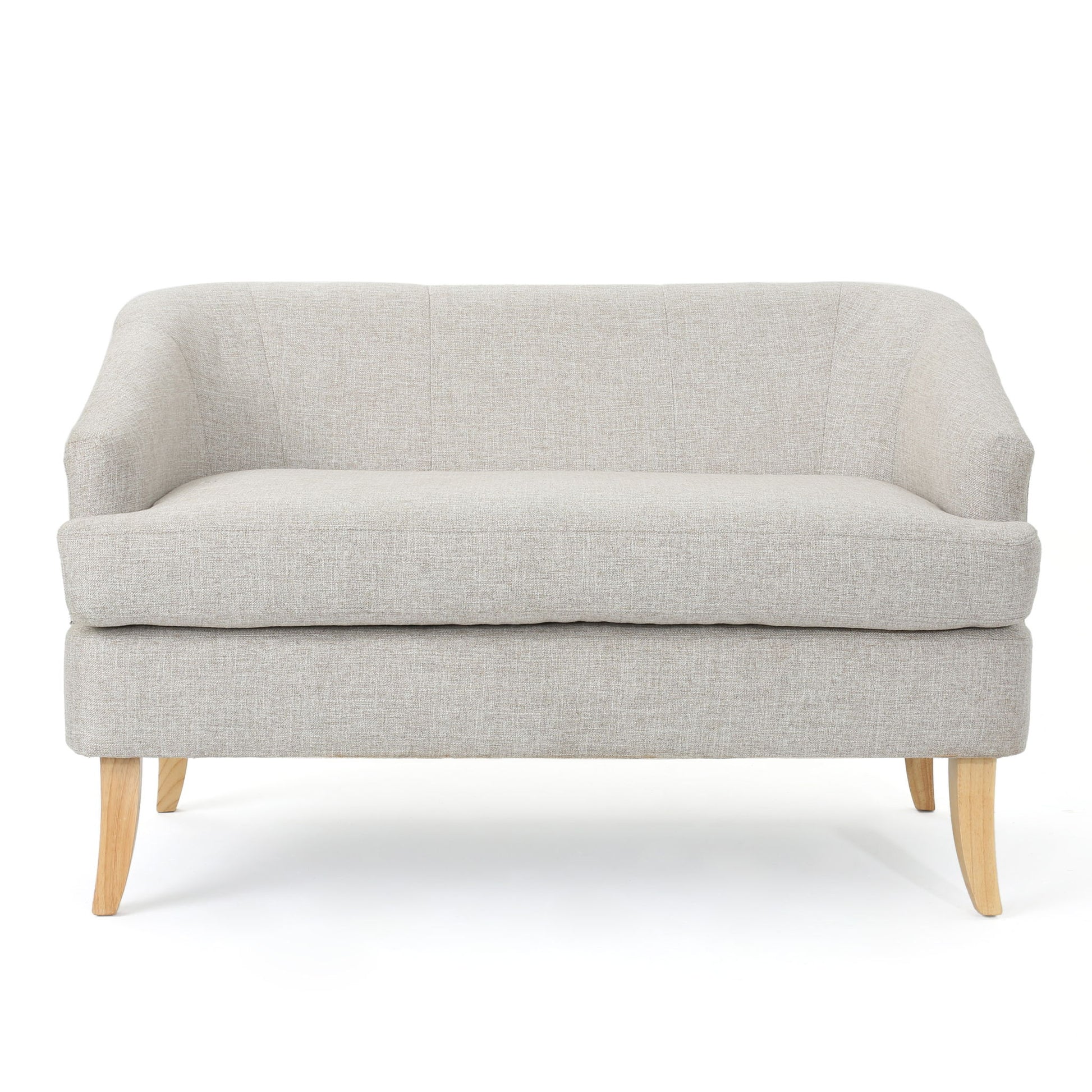 Mid Century Modern Loveseat With Polyester Upholstery And Birch Wood Frame - Beige - Best Buy Furniture