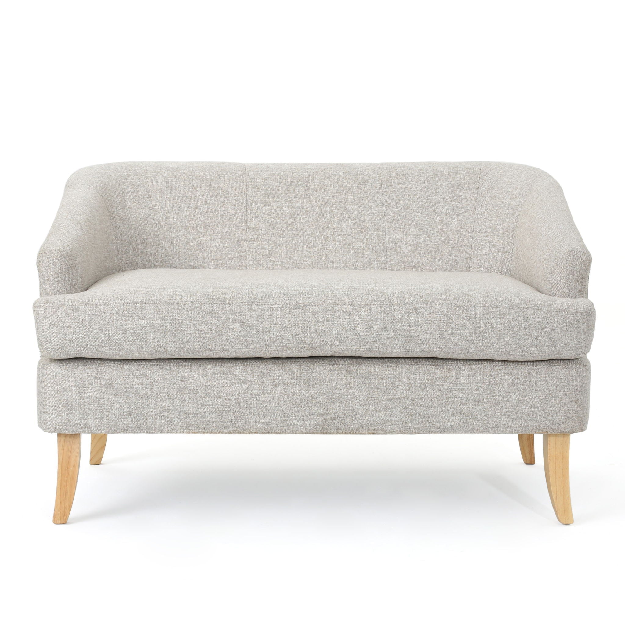 Mid Century Modern Loveseat With Polyester Upholstery And Birch Wood Frame - Beige - Best Buy Furniture