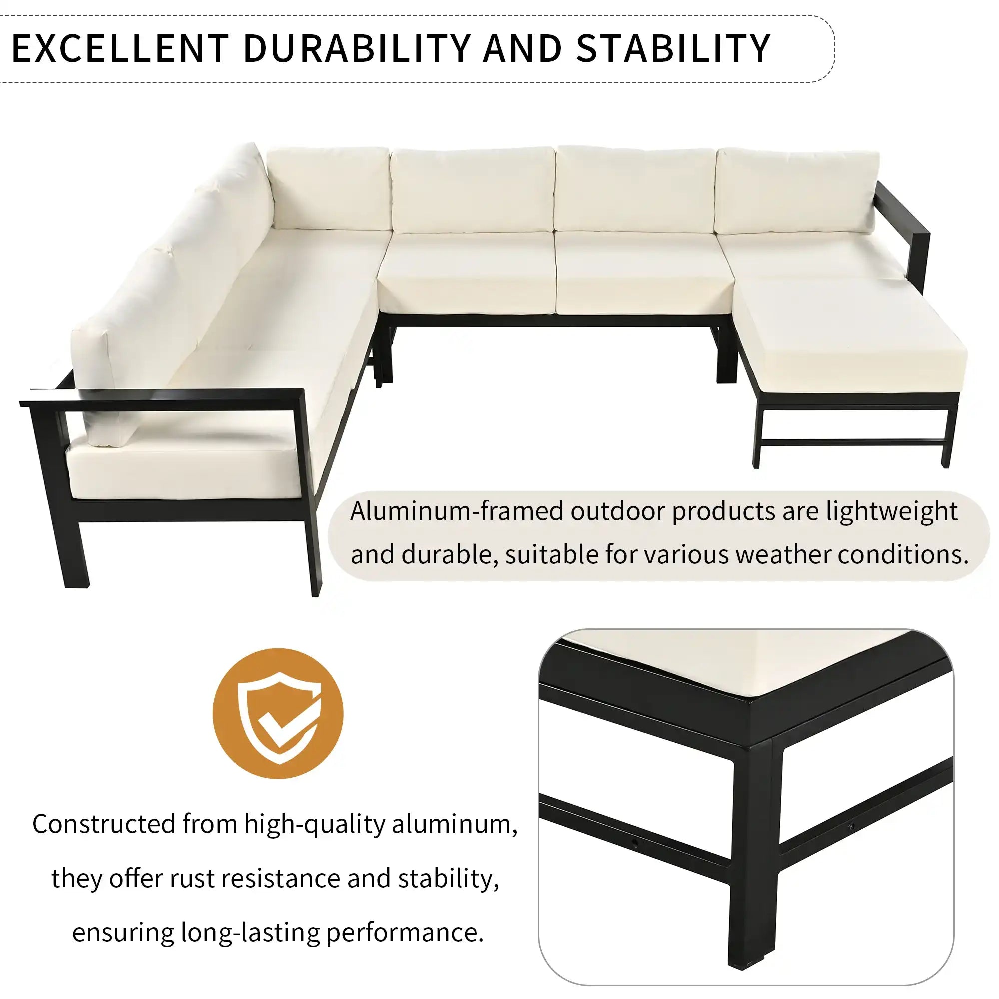 U-shaped multi-person outdoor sofa set, suitable for gardens, backyards, and balconies. - Best Buy Furniture