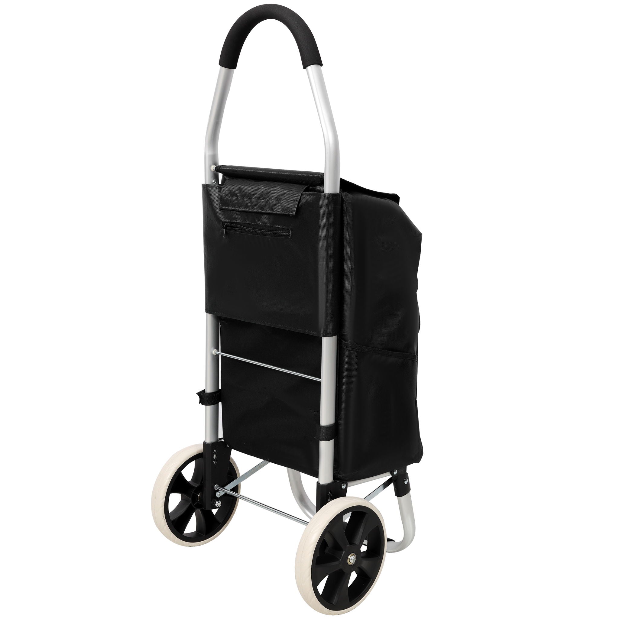 Foldable Shopping Trolley With Wheels And Removable Waterproof Bag - Black - Best Buy Furniture