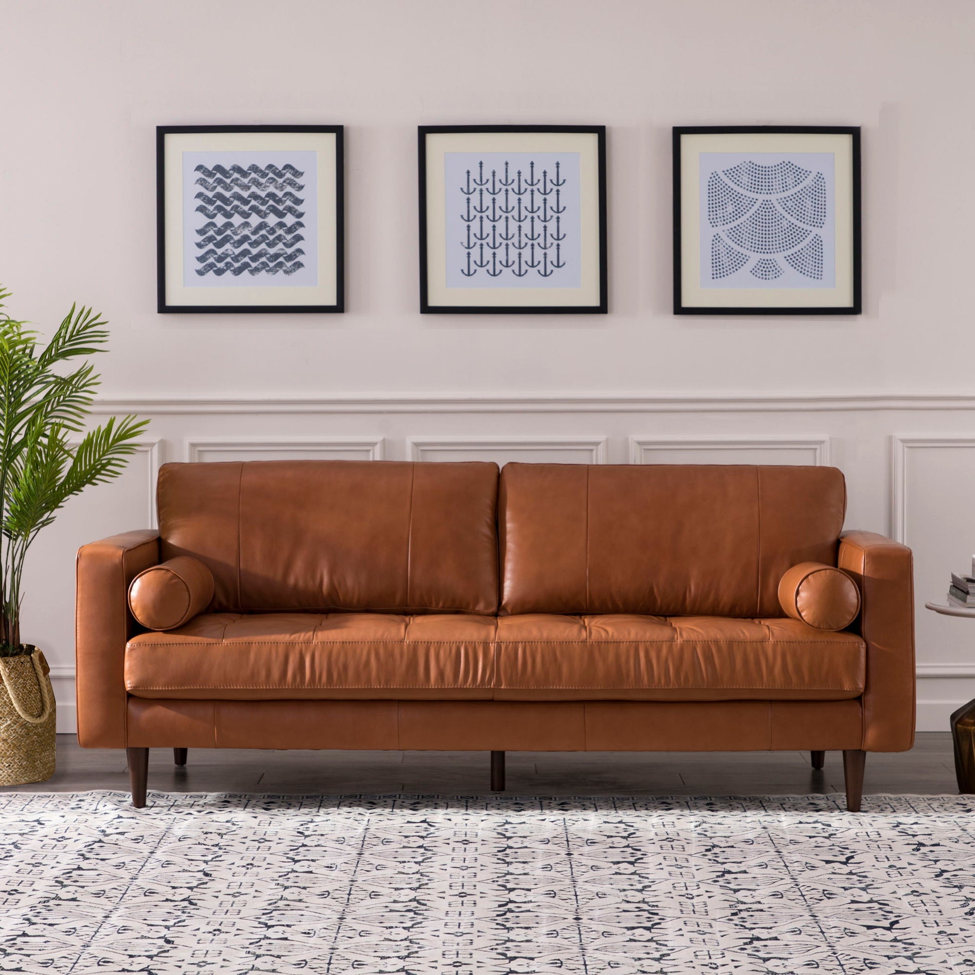 Mid-Century Tufted, Leather Sofa - Best Buy Furniture