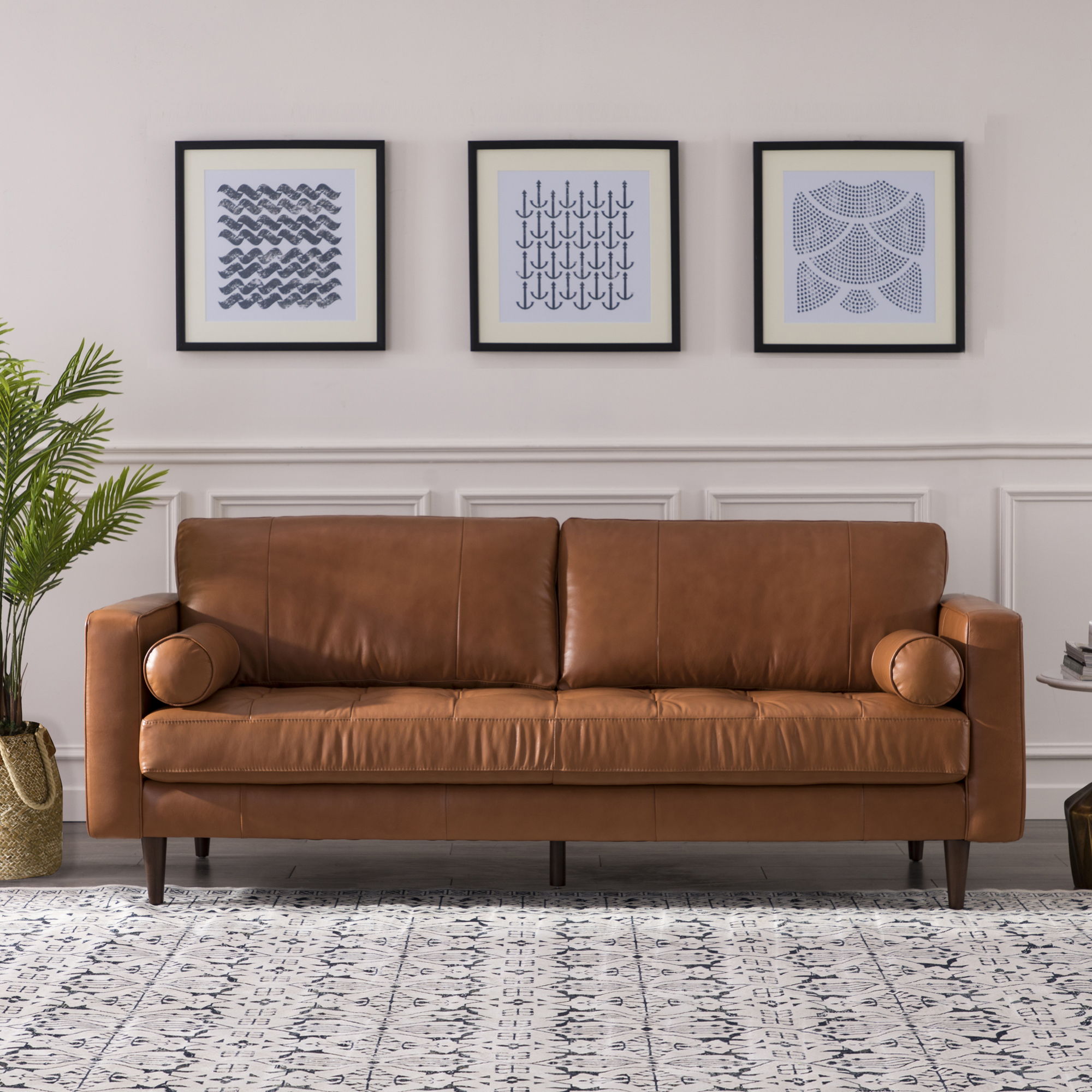 Mid-Century Tufted, Leather Sofa - Best Buy Furniture