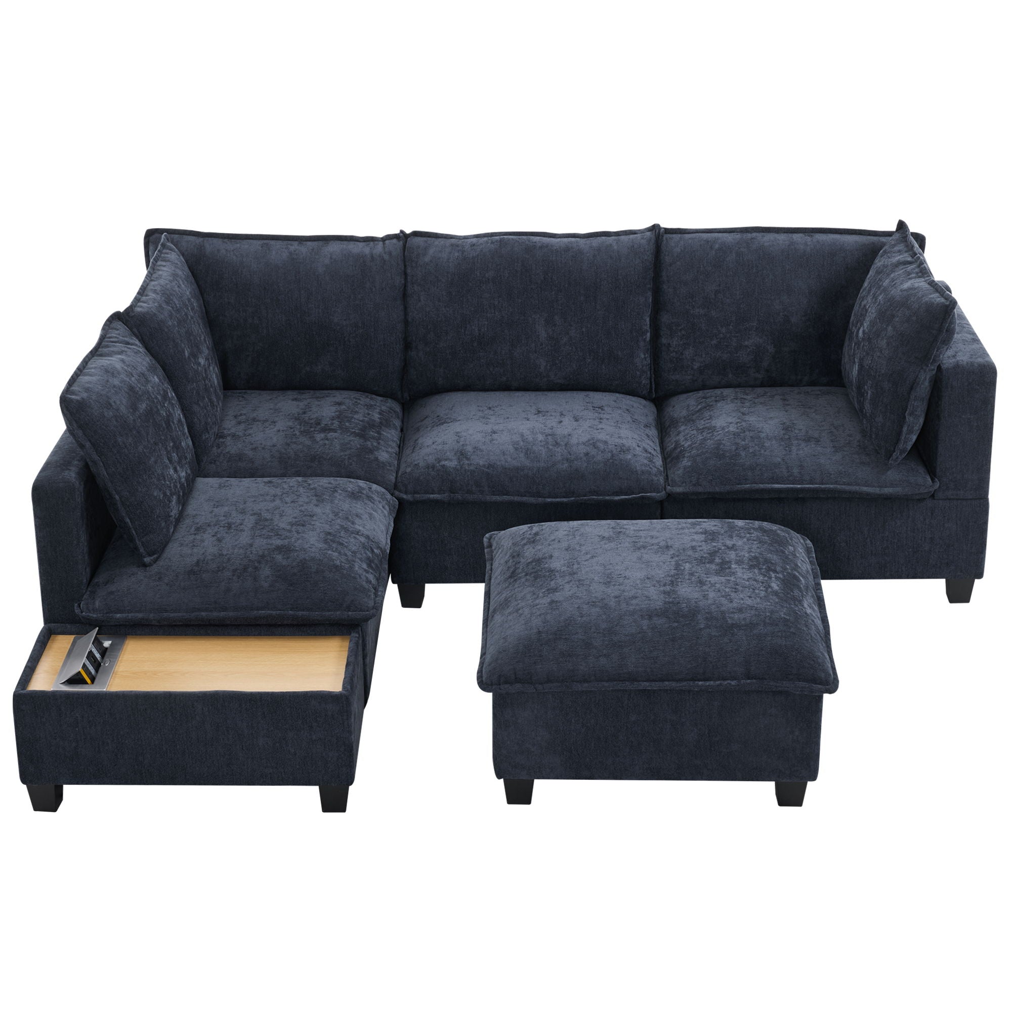 U-Shaped Sectional Modular Sofa With A Movable Ottoman, A Coffee Table With Hidden Charging Devices For Living Room - Best Buy Furniture