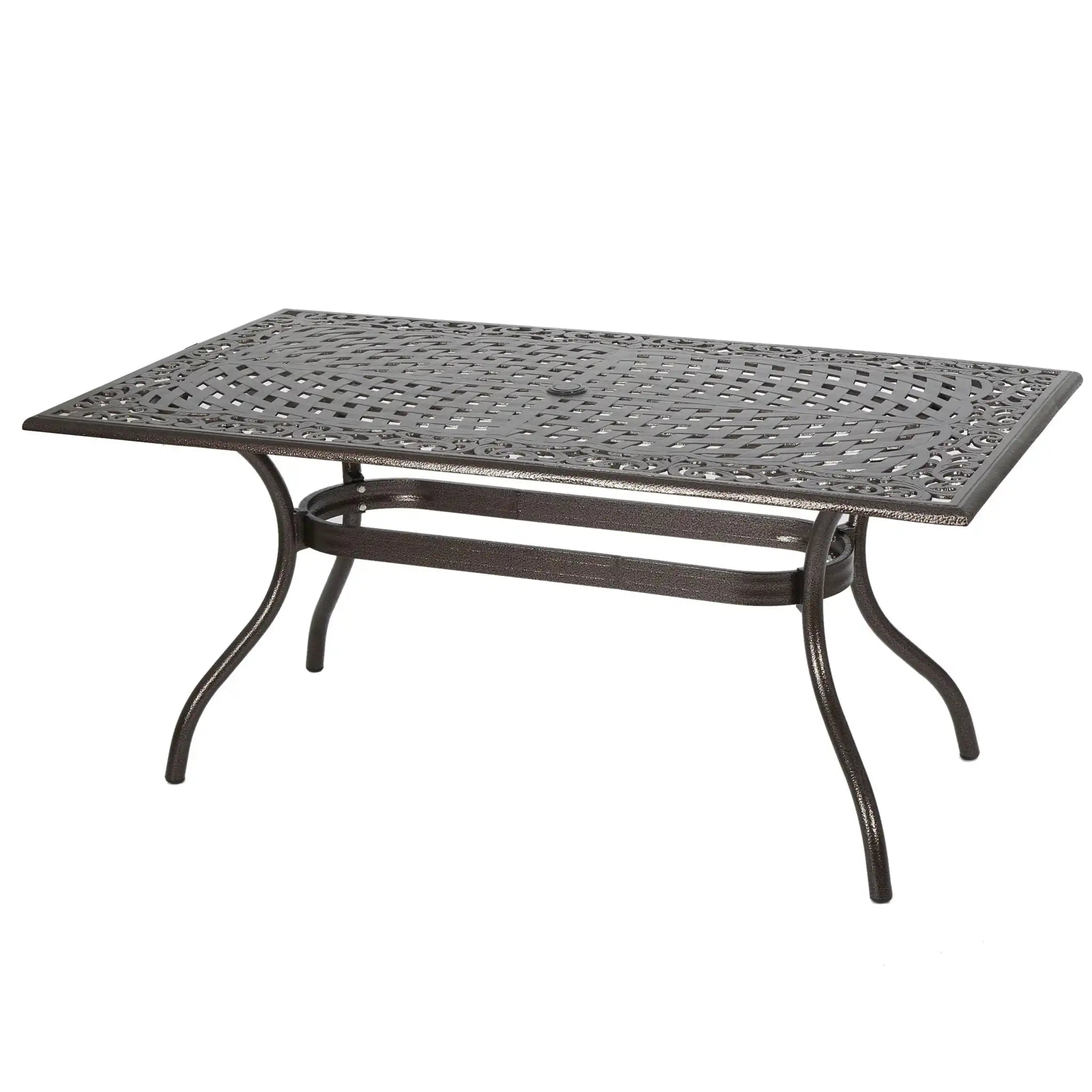 Celestine - Outdoor Cast Aluminum Dining Table With Floral Lattice Design And Umbrella Holder - Best Buy Furniture