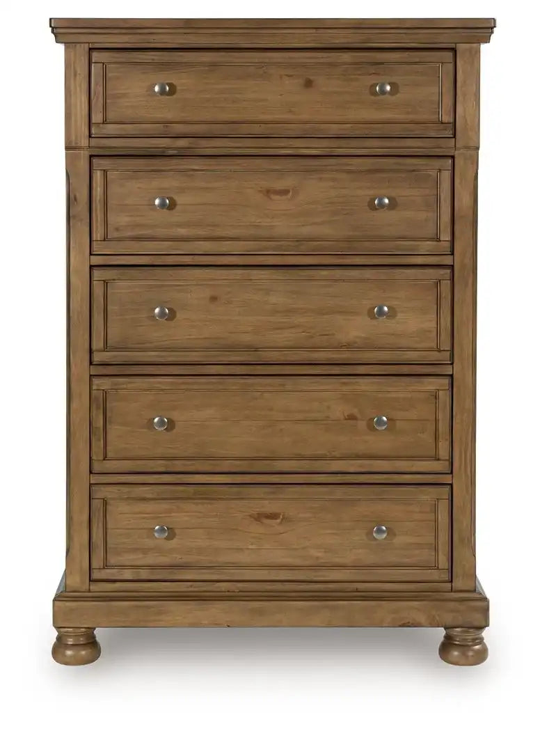 Feddinger - Five Drawer Chest - Medium Brown - Best Buy Furniture