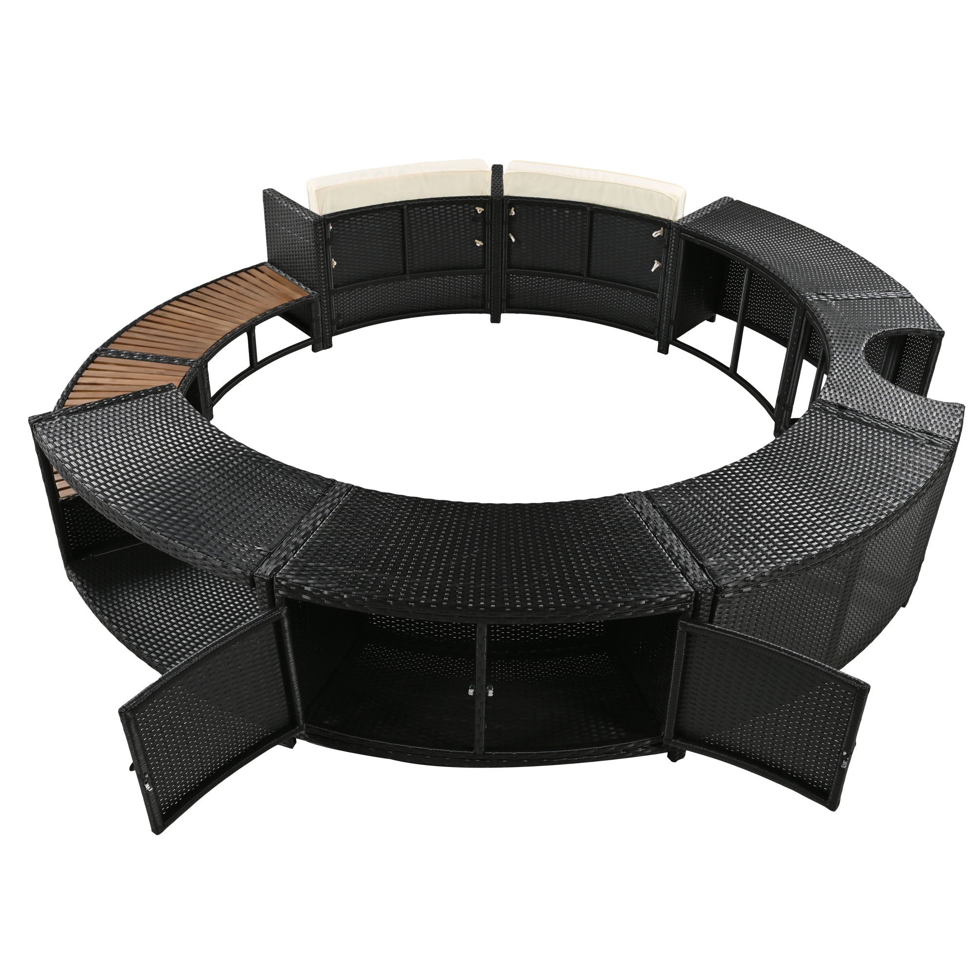 Spa Surround Spa Frame Patio Rattan Sofa Set With Storage Spaces, Mini Sofa And Comfortable Cushion For Patio, Backyard - Best Buy Furniture