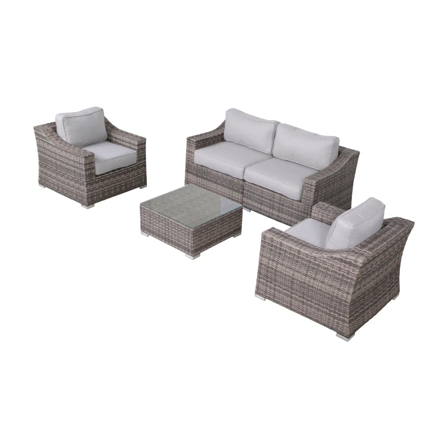 Outdoor Wicker Conversation Set With Cushions, All Weather - Best Buy Furniture