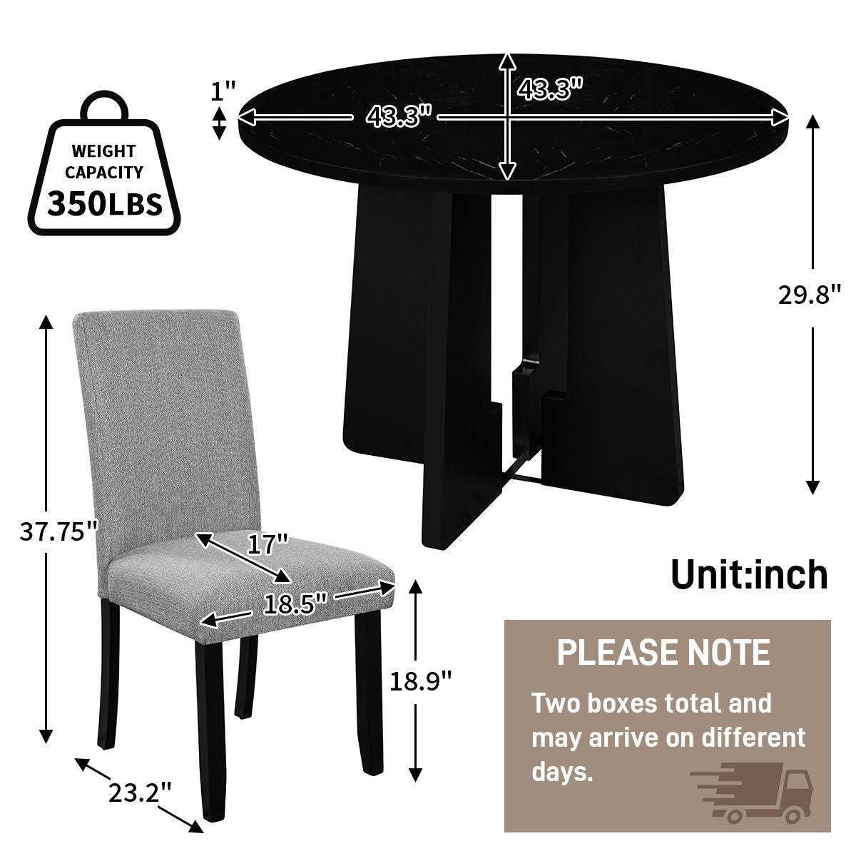 5 Piece Round Dining Table Set, Modern Table And 4 Upholstered Chairs For Dining Room - Best Buy Furniture