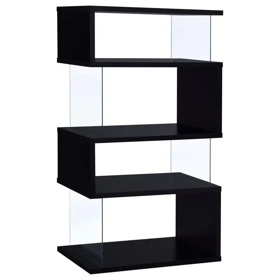 Emelle - 4-Shelf Glass Panel Bookshelf - Best Buy Furniture