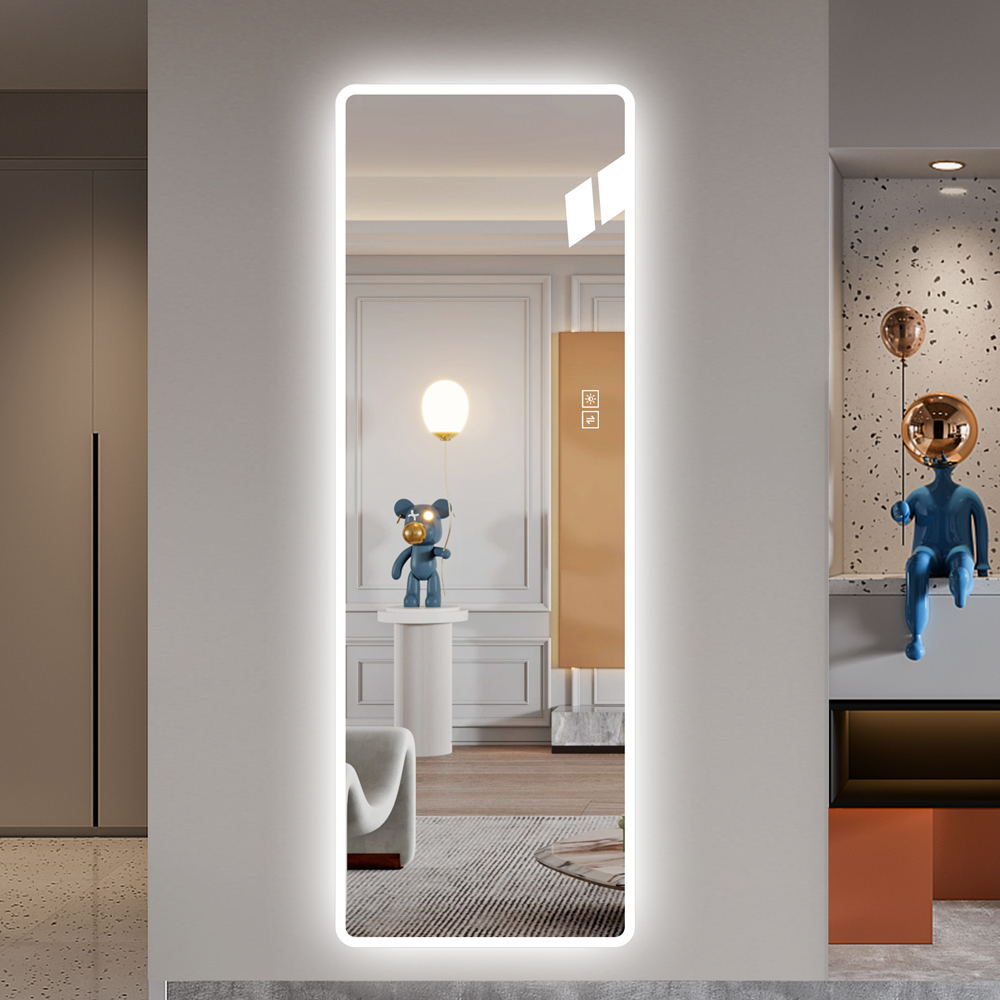 Full Length Mirror Lighted Vanity Body Mirror LED Mirror Wall Mounted Mirror Big Size Rounded Corners, Bedroom, Living Room, Dressing Room Hotel - Clear - Best Buy Furniture