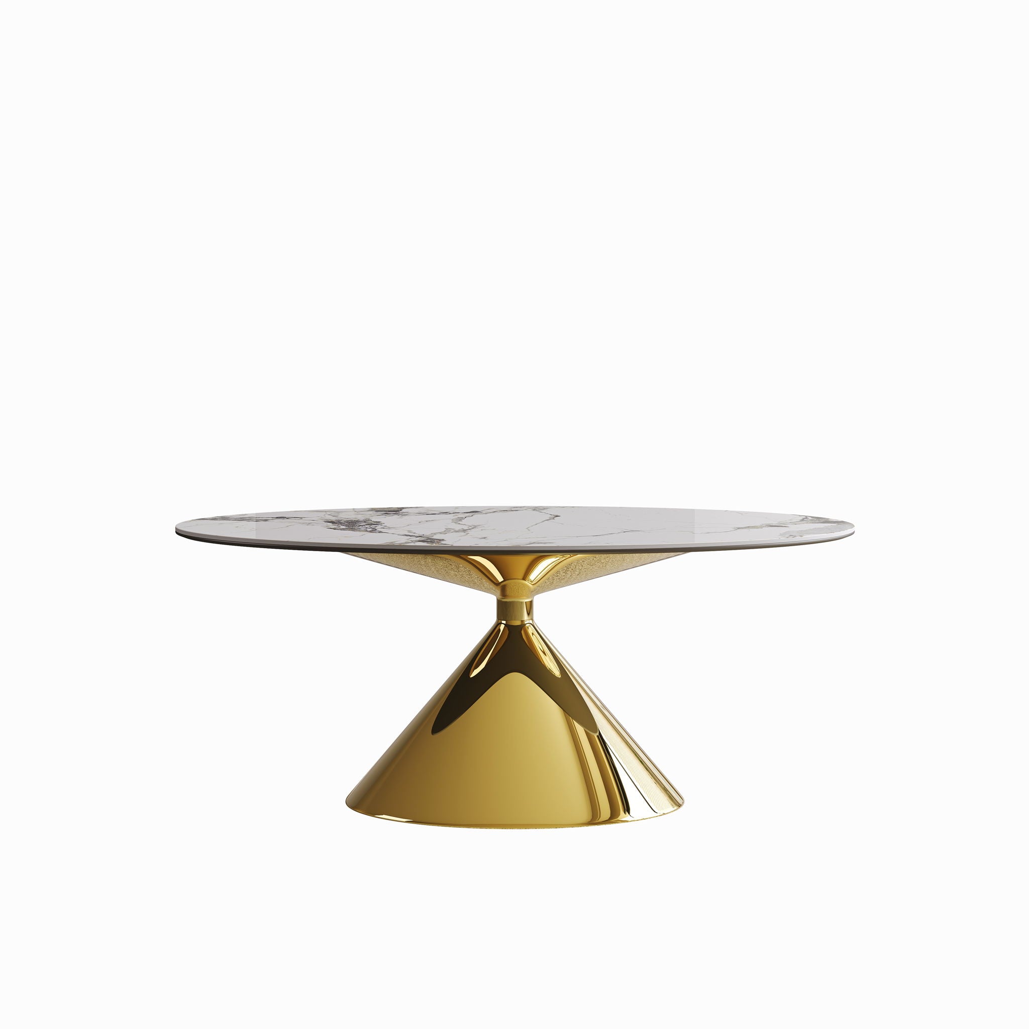 Modern Luxury Marble Dining Table Set Oval Kitchen Table With Stainless Steel Base - Gold / White Print - Best Buy Furniture