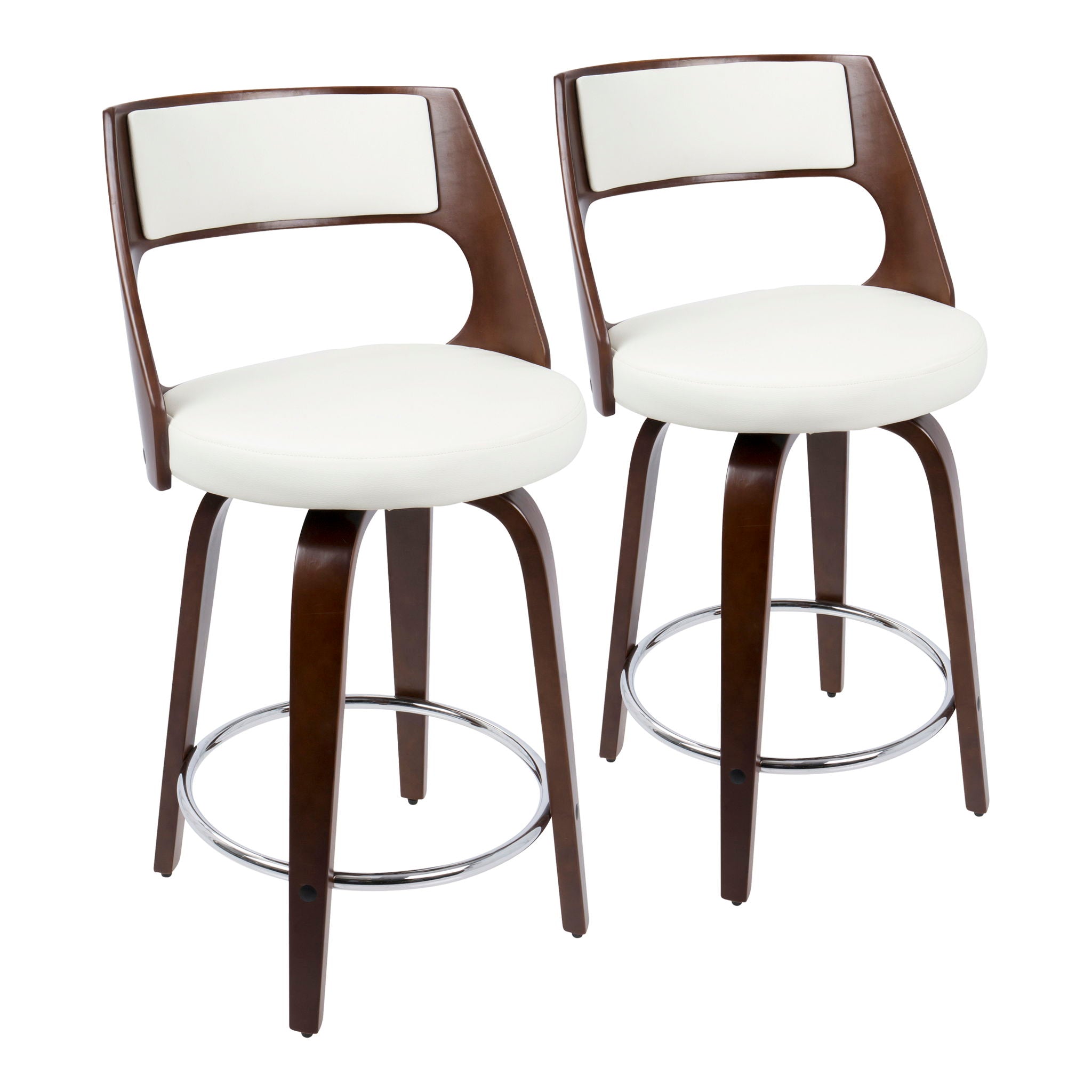 Cecina - Mid-Century Modern Fixed Height Counter Stool With Swivel And Round Footrest (Set of 2) - Best Buy Furniture