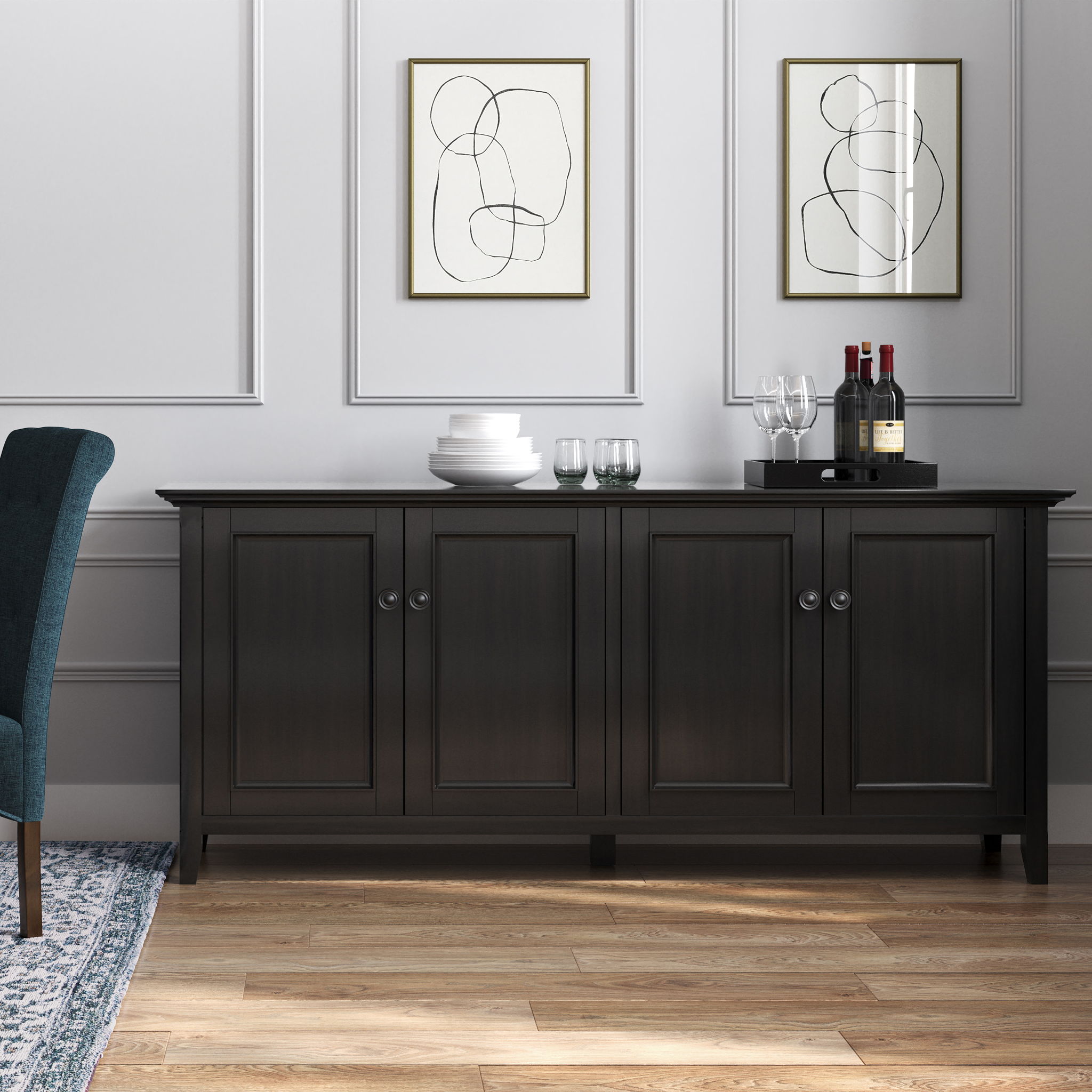 Amherst - Wide 4 Door Storage Cabinet - Hickory Brown - Best Buy Furniture