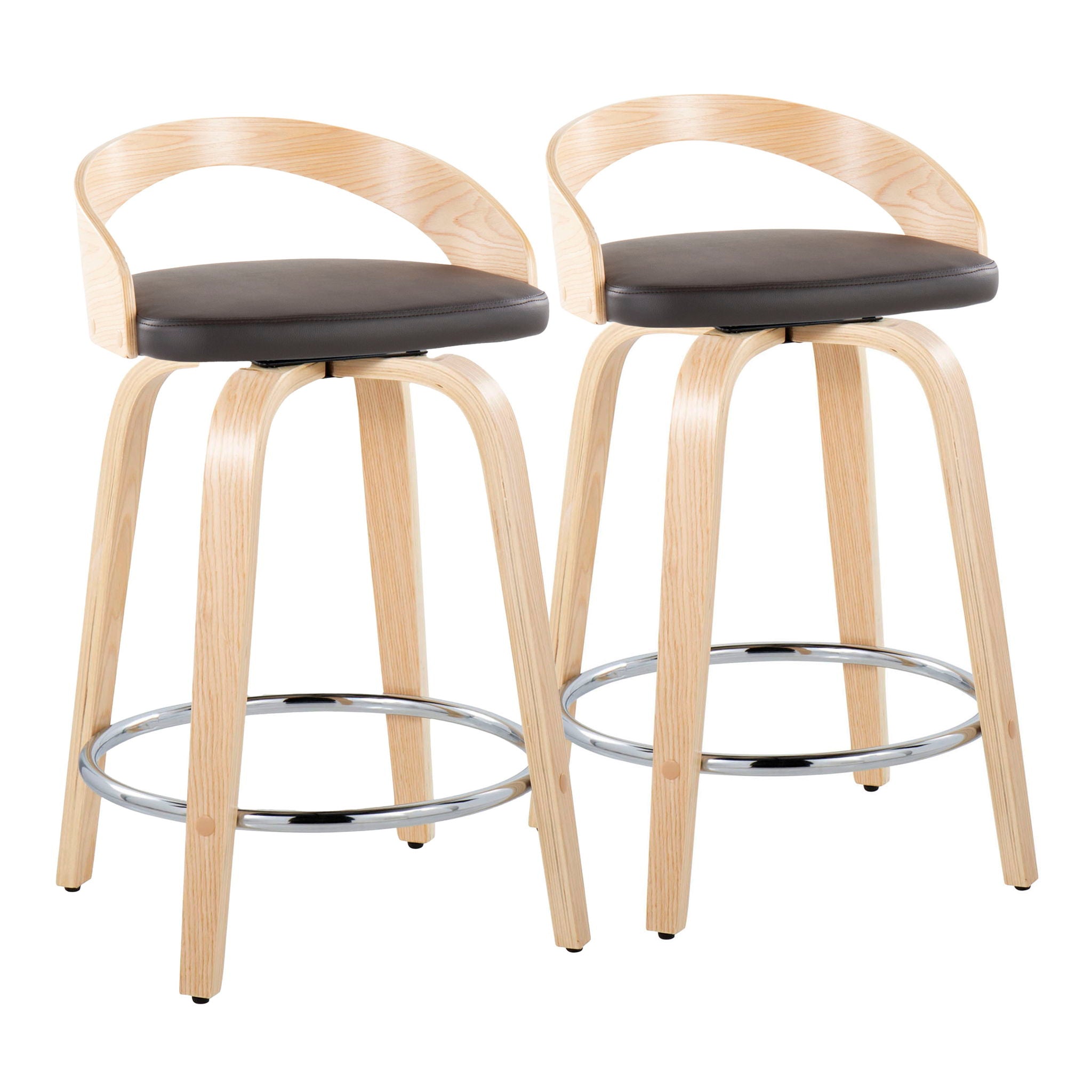 Grotto - Contemporary Fixed Height Counter Stool & Swivel, Round Footrest (Set of 2) - Best Buy Furniture