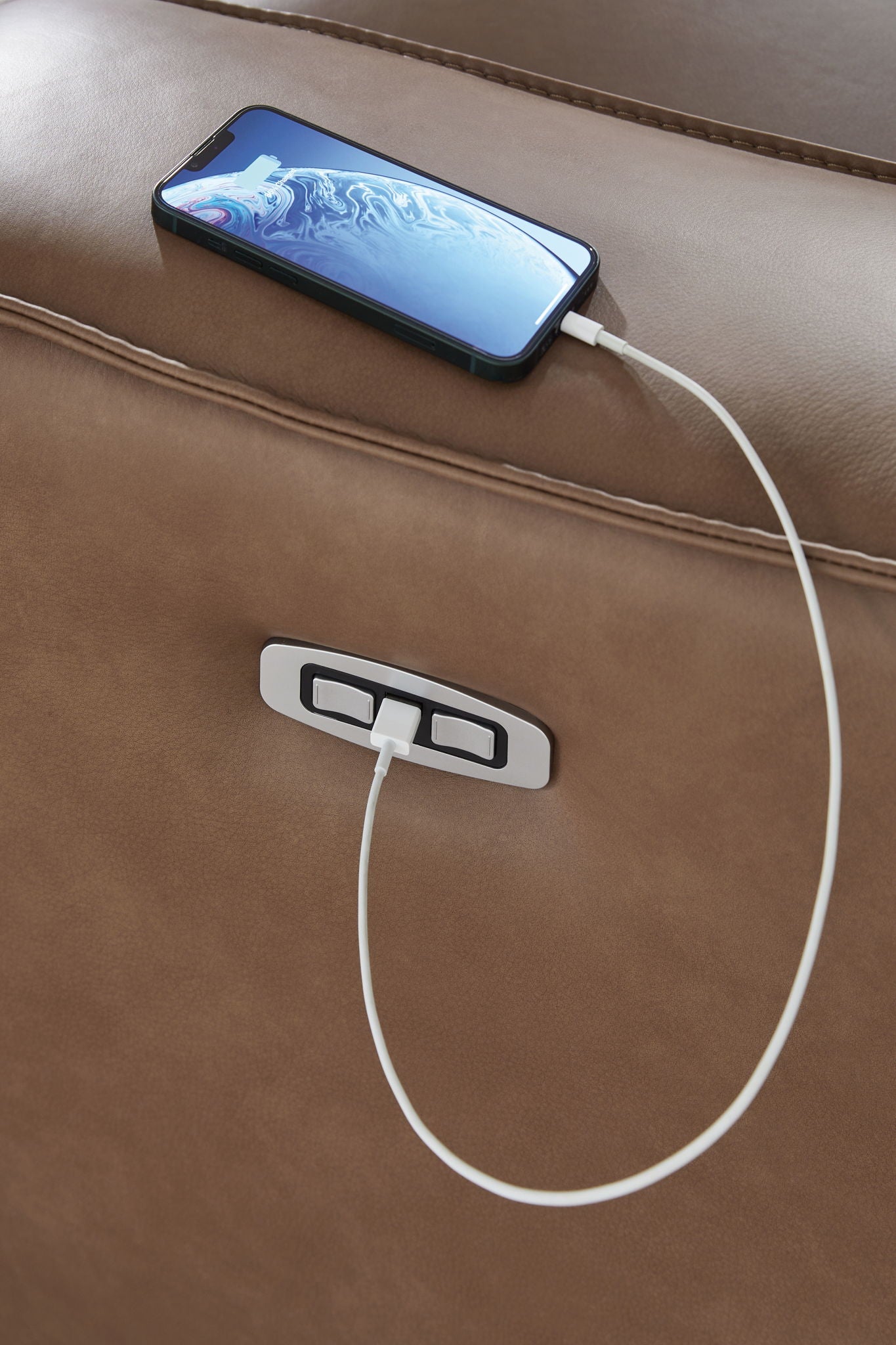 DeepWakes - Power Reclining Loveseat / Console / Adjustable Headrest - Caramel - Best Buy Furniture