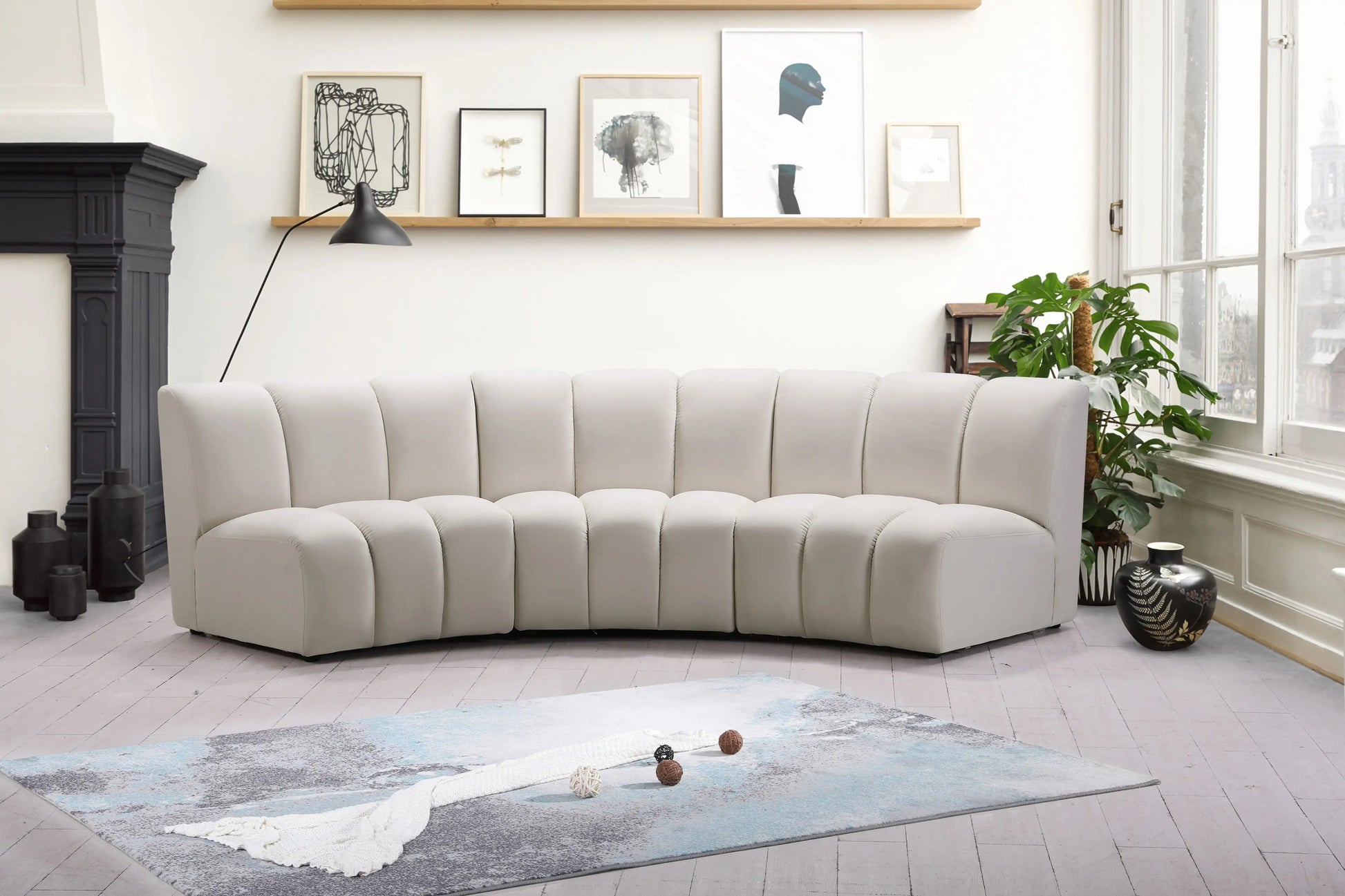 Infinity - 3 Piece Velvet Modular Sectional - Best Buy Furniture