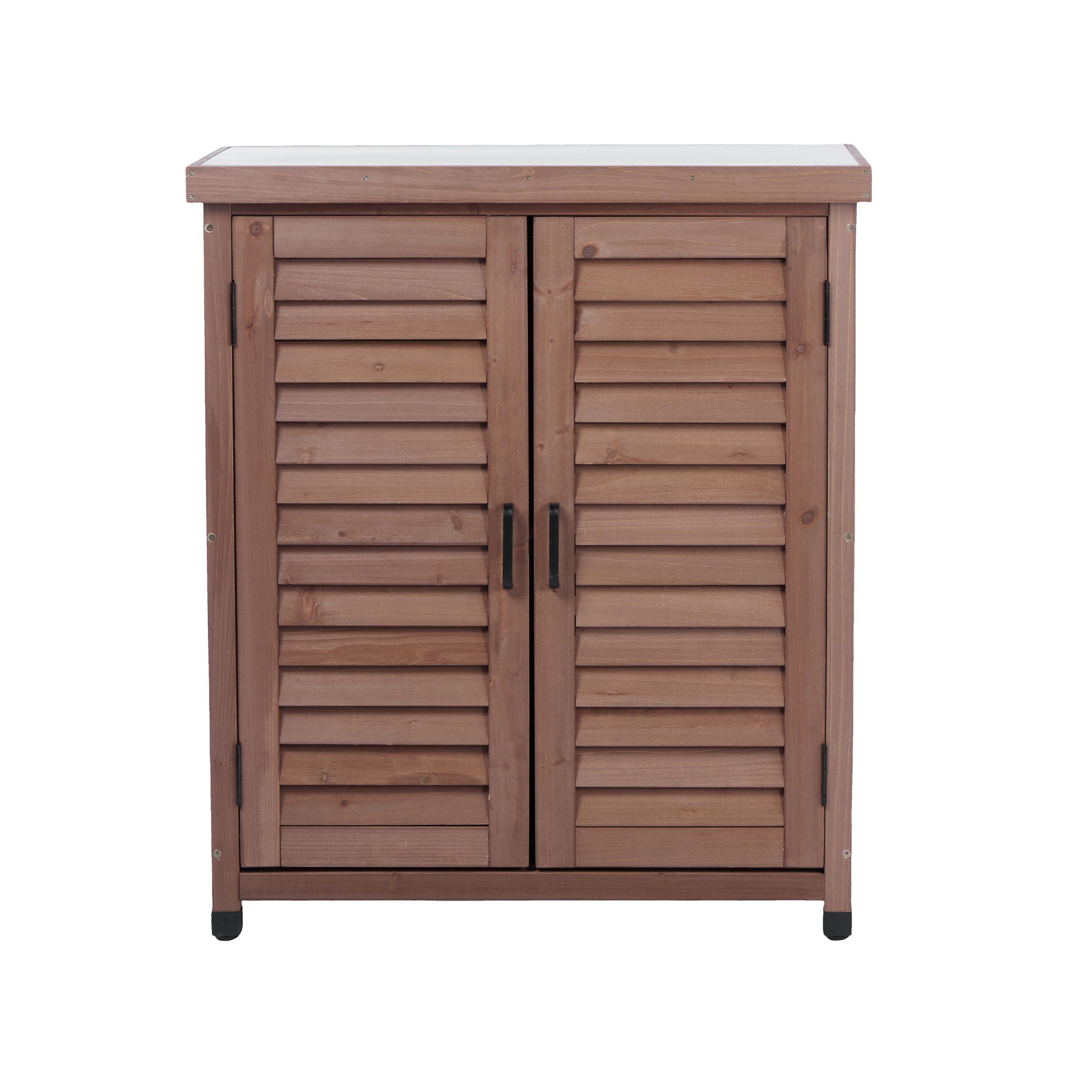 Potting Bench With Storage Cabinet And Metal Table Top For Outdoor - Best Buy Furniture