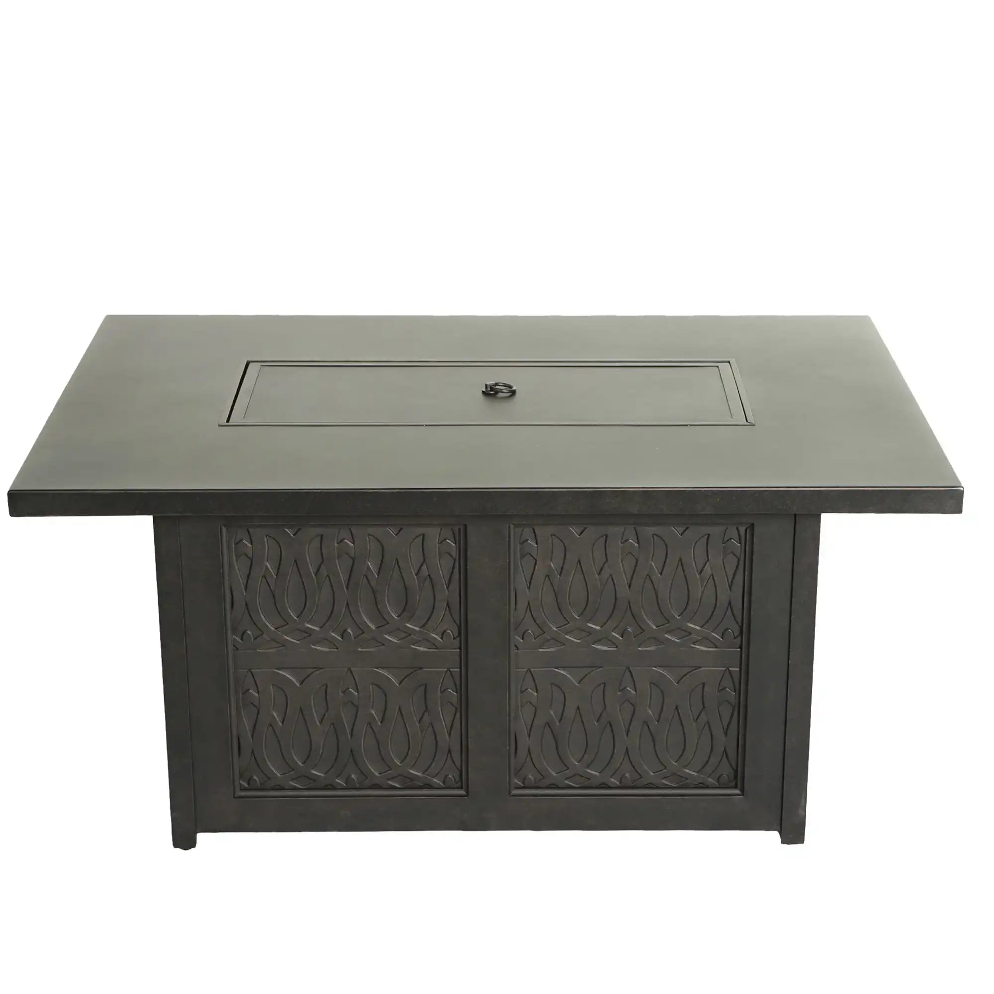 Aluminum Rectangle Fire Table With Fire Glass And Cover - Antique Bronze - Best Buy Furniture