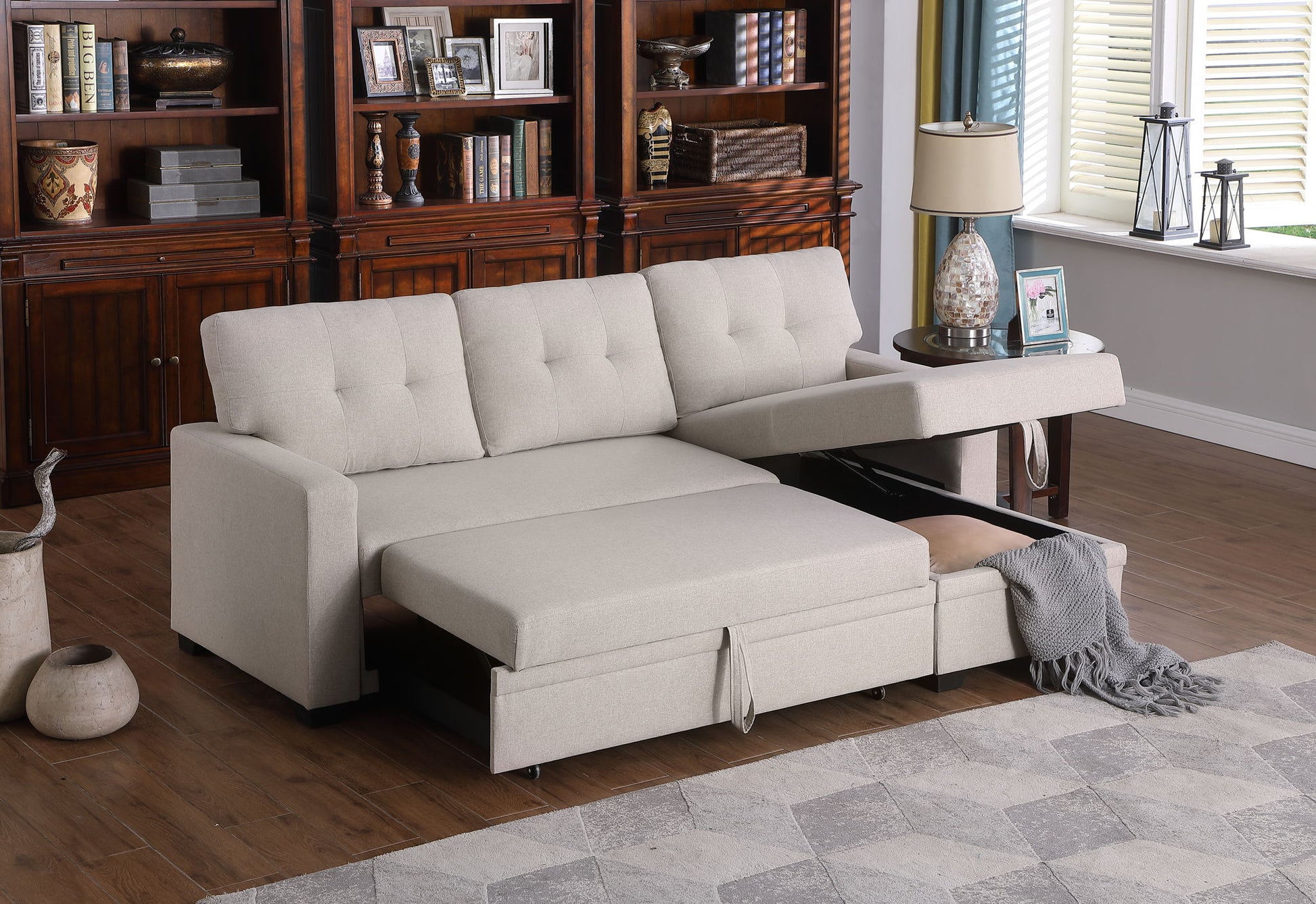 Upholstered Pull Out Sectional Sofa With Chaise - Best Buy Furniture