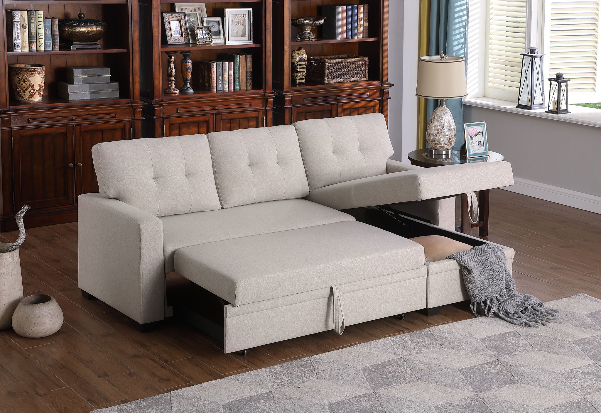 Upholstered Pull Out Sectional Sofa With Chaise - Best Buy Furniture