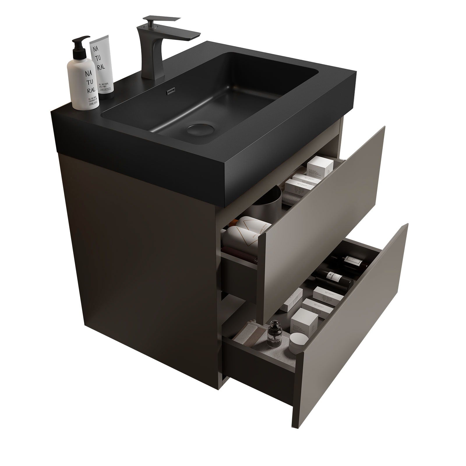Alice - Bathroom Vanity With Sink, Large Storage Wall Mounted Floating Bathroom Vanity For Modern Bathroom, One-Piece Sink Basin Without Drain And Faucet - Best Buy Furniture