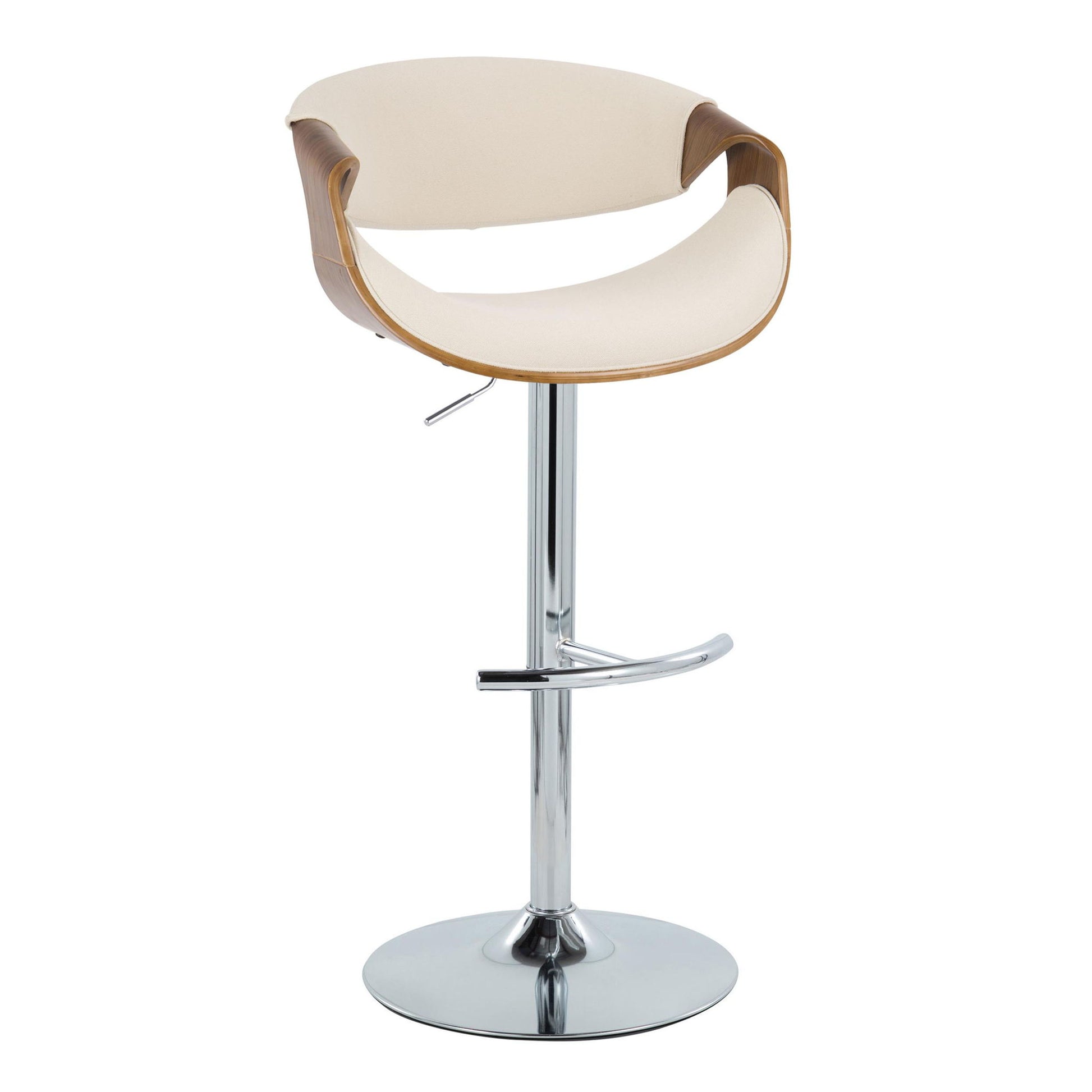 Curvo - Mid Century Modern Adjustable Barstool With Swivel With Rounded T Footrest (Set of 2) - Best Buy Furniture