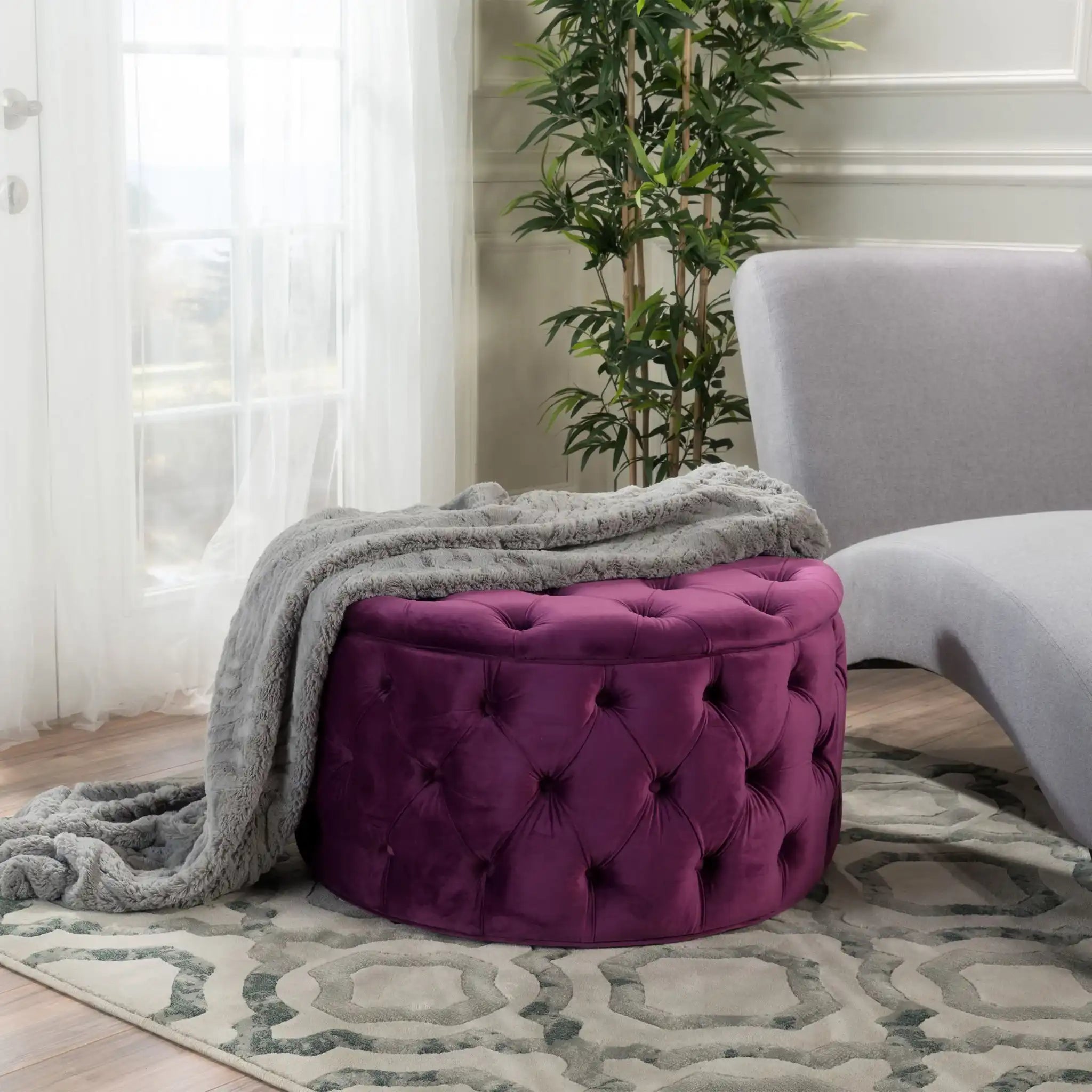Modern Glam Ottoman Velvet - Best Buy Furniture