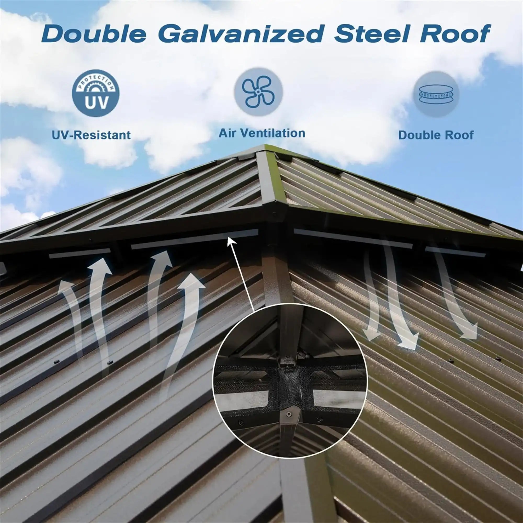 10' X 14' Aluminum Hardtop Gazebo, Brown - Best Buy Furniture