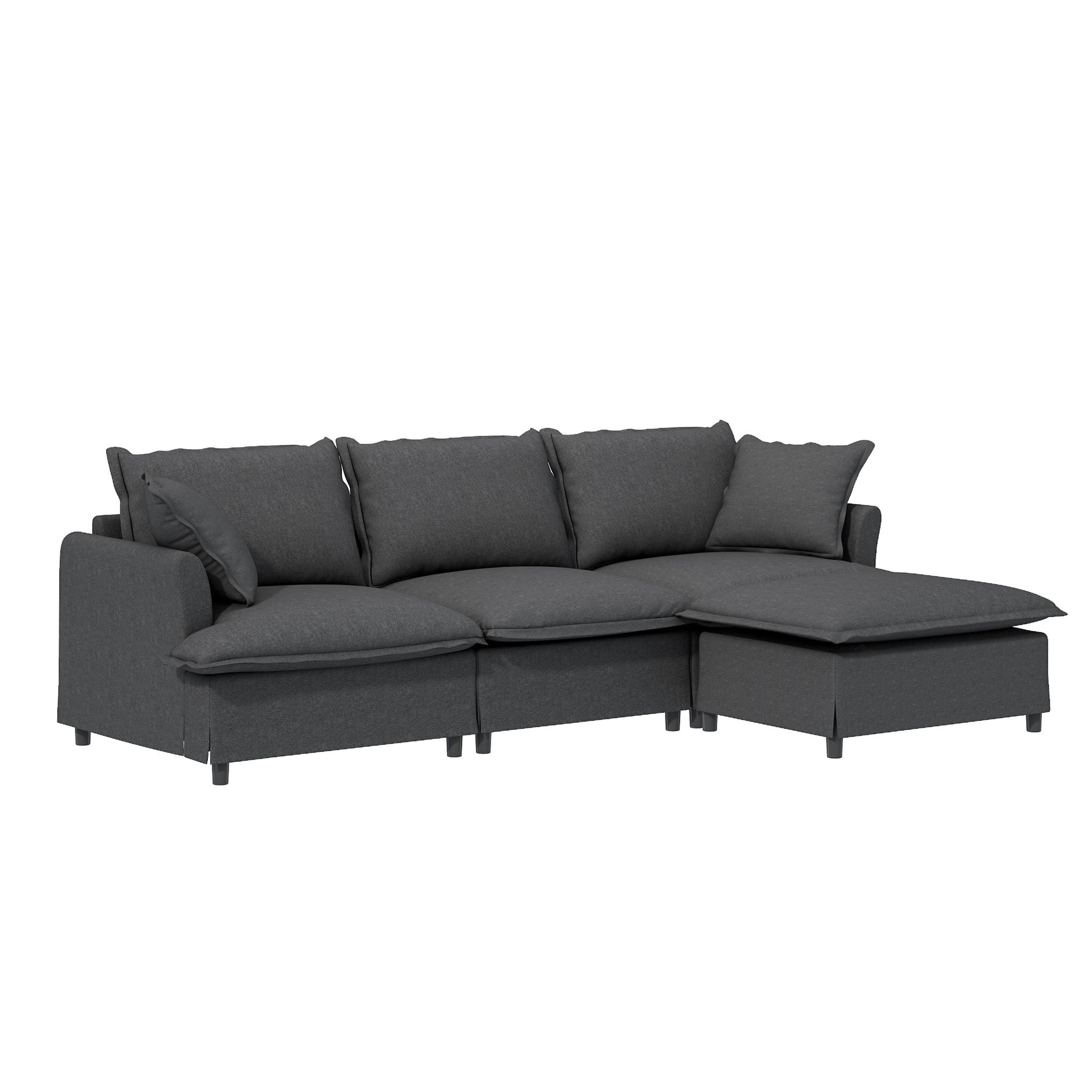 Sectional Sofa With Ottoman Cloud Couch Set With Throw Pillows, Free Combination - Best Buy Furniture