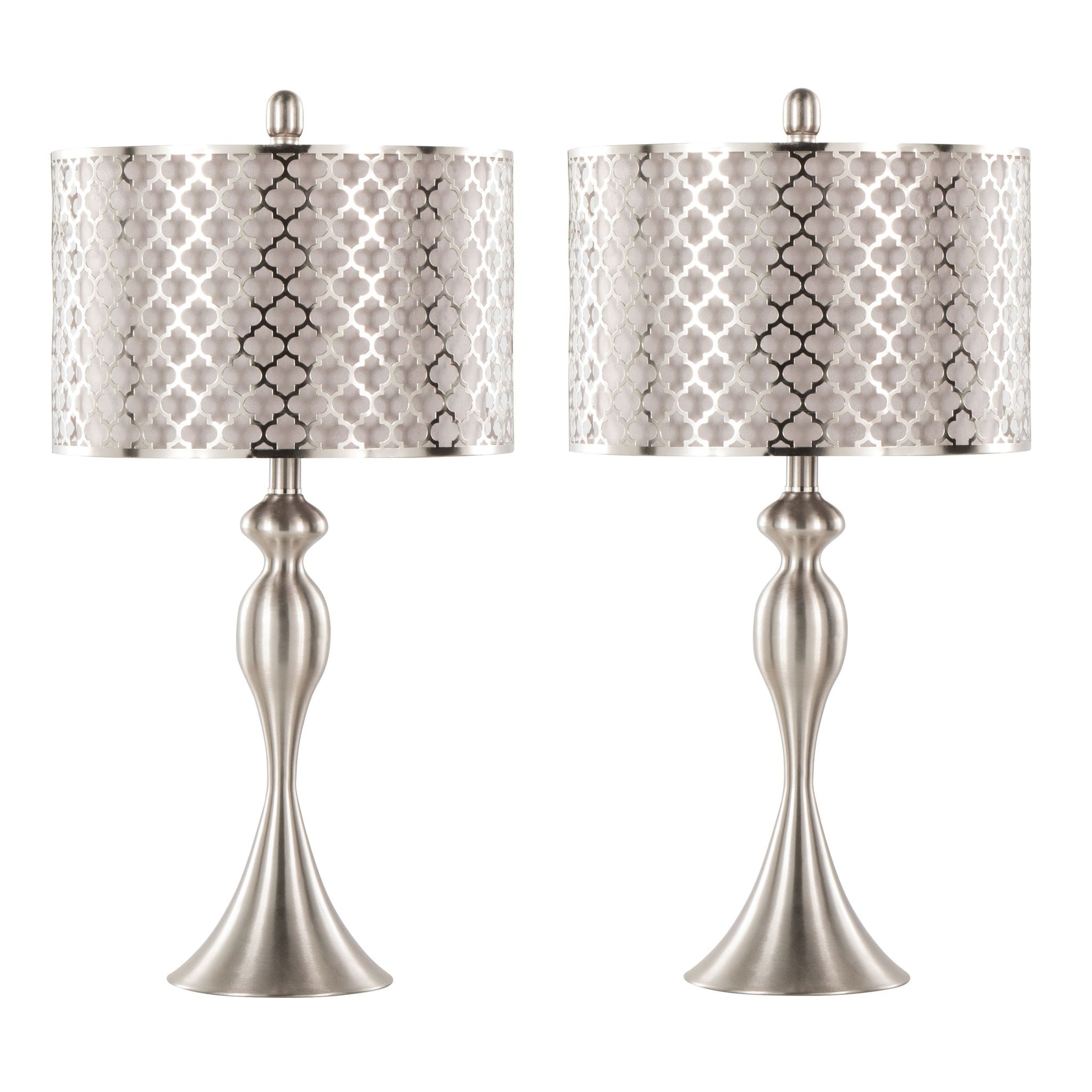 Ashland - Contemporary Table Lamp Laser Cut (Set of 2) - Nickel / Light Gray - Best Buy Furniture