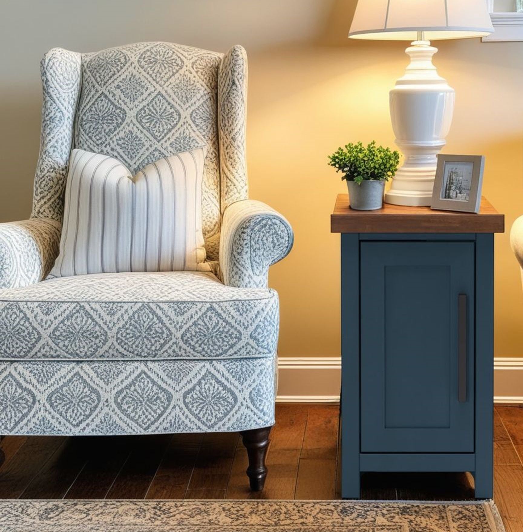 Nantucket - Chairside Table - Blue Denim, Whiskey - Best Buy Furniture