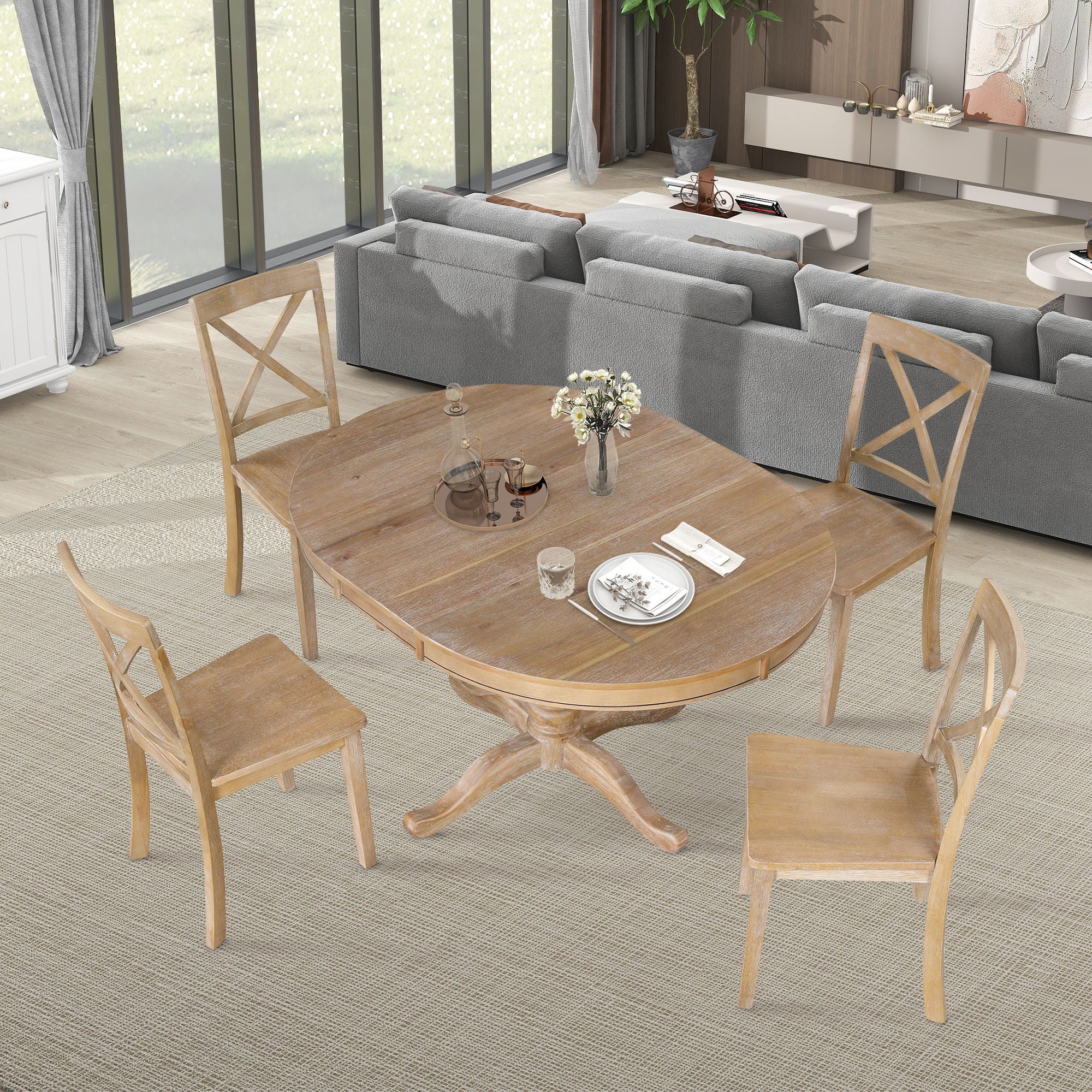 Modern Dining Table Set For 4, Round Table And 4 Kitchen Room Chairs, 5 Piece Kitchen Table Set For Dining Room, Dinette, Breakfast Nook - Best Buy Furniture