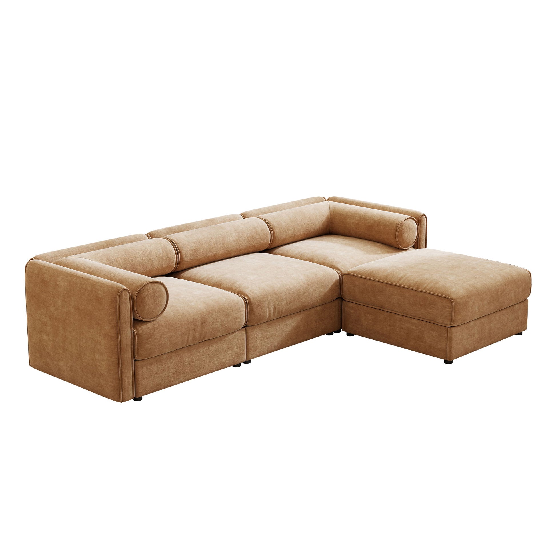 Contemporary Elegant White Chenille Sofa With Storage And Ottoman - Best Buy Furniture