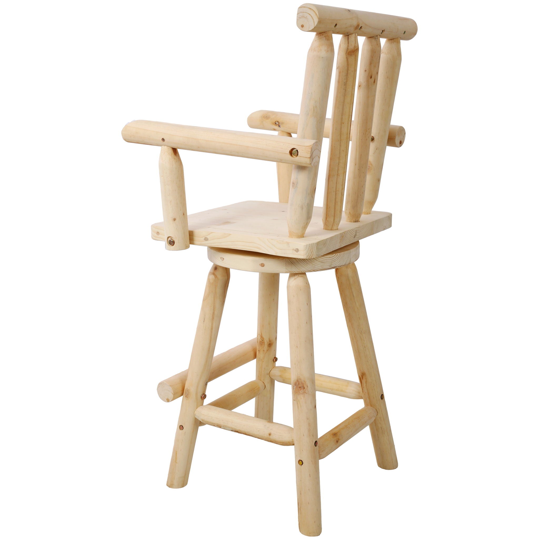 Rustic Bar Stool, Fir Wood Construction, Wide Armrest - Best Buy Furniture