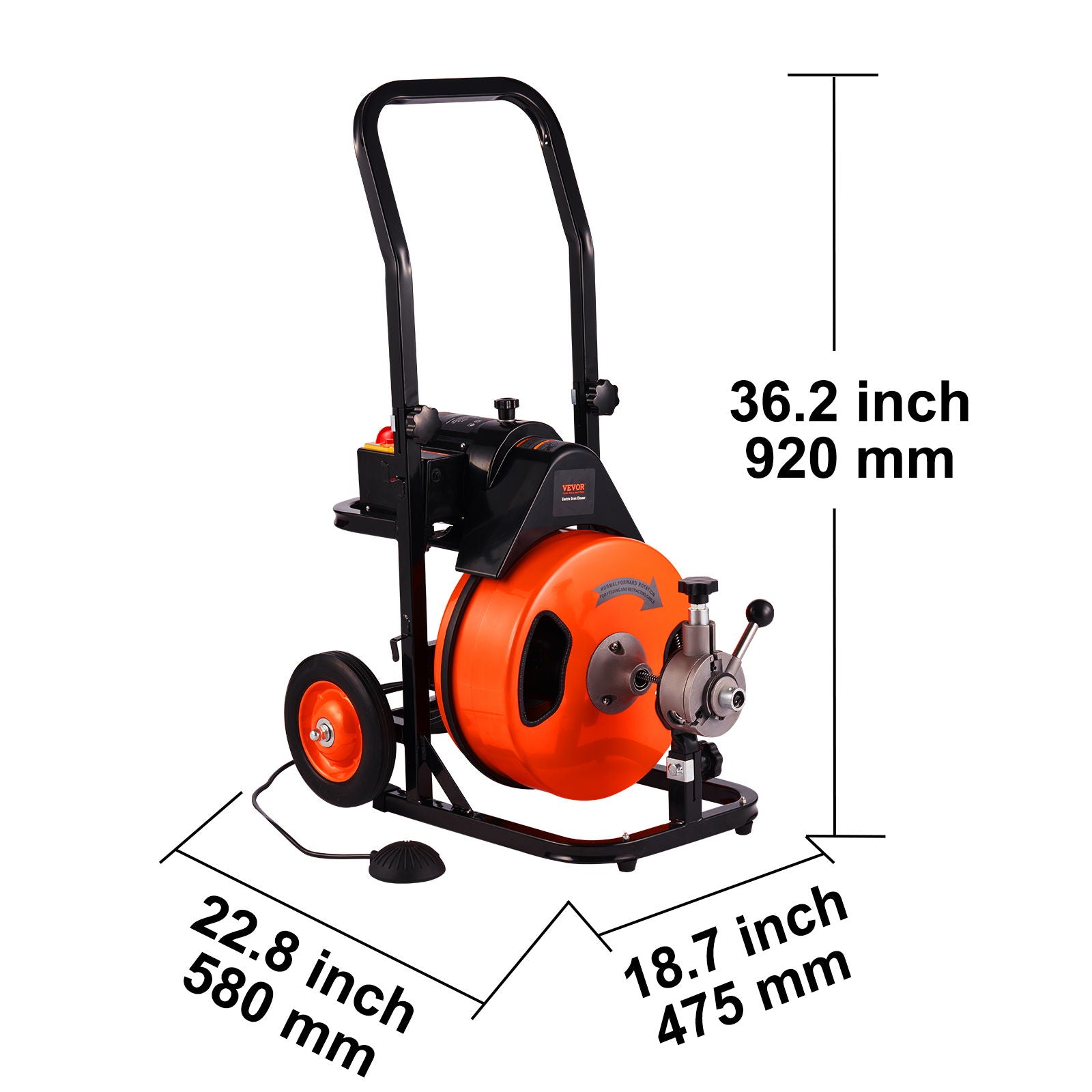Drain Cleaning Machine 100Ft X 3/8" Auto Feed Sewer Snake - Orange - Best Buy Furniture