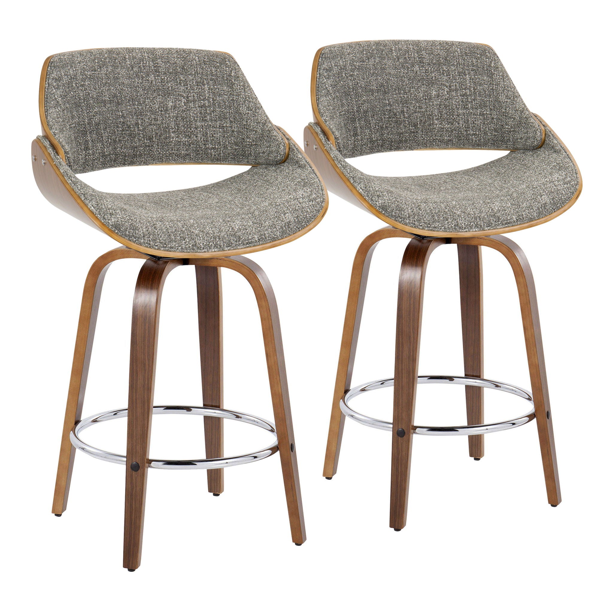 Fabrizzi - Mid Century Modern Fixed Height Counter Stool With Swivel With Round Footrest (Set of 2) - Best Buy Furniture